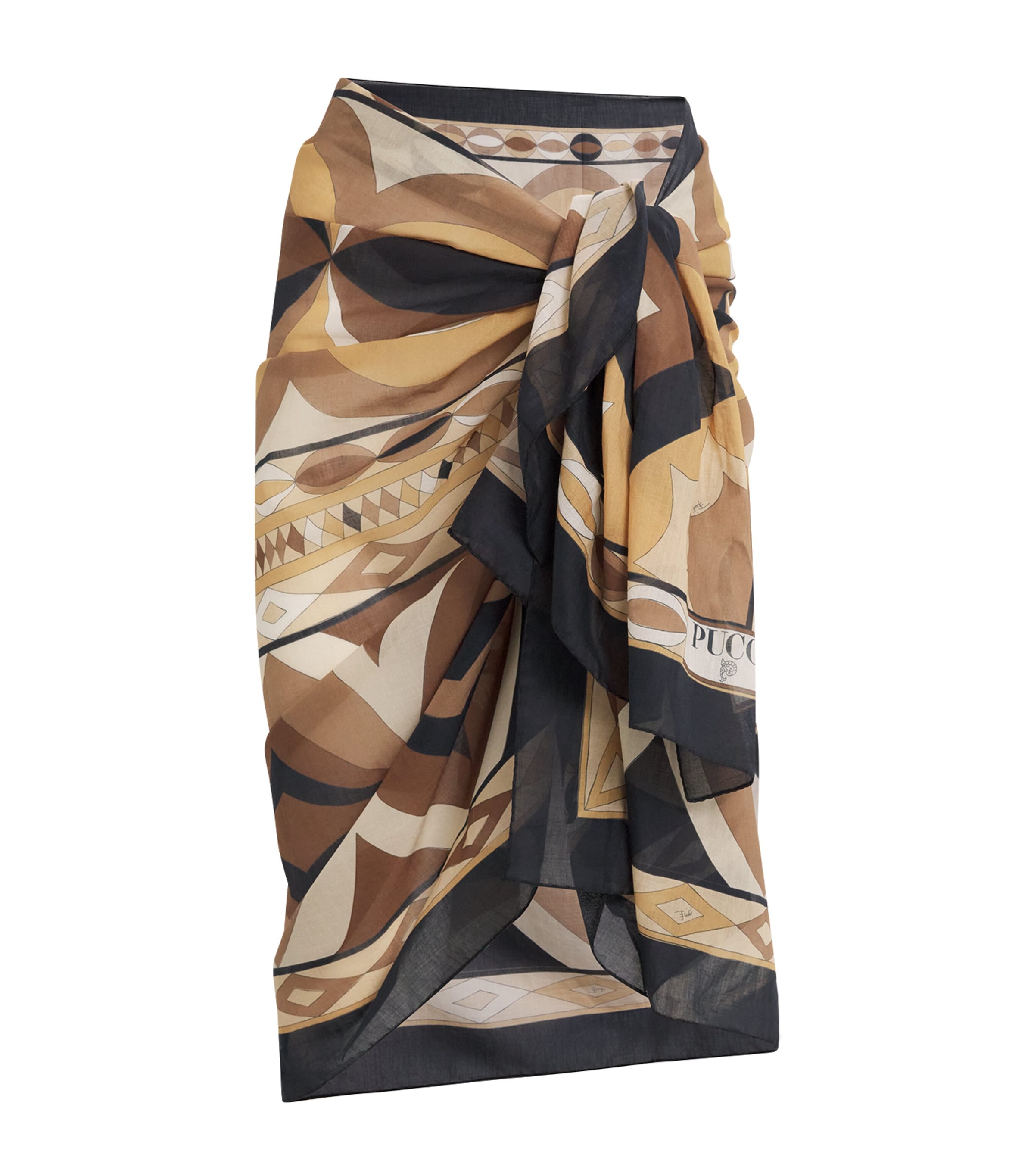 Cotton Collane Print Sarong 027/BLACK GOLD Image 1