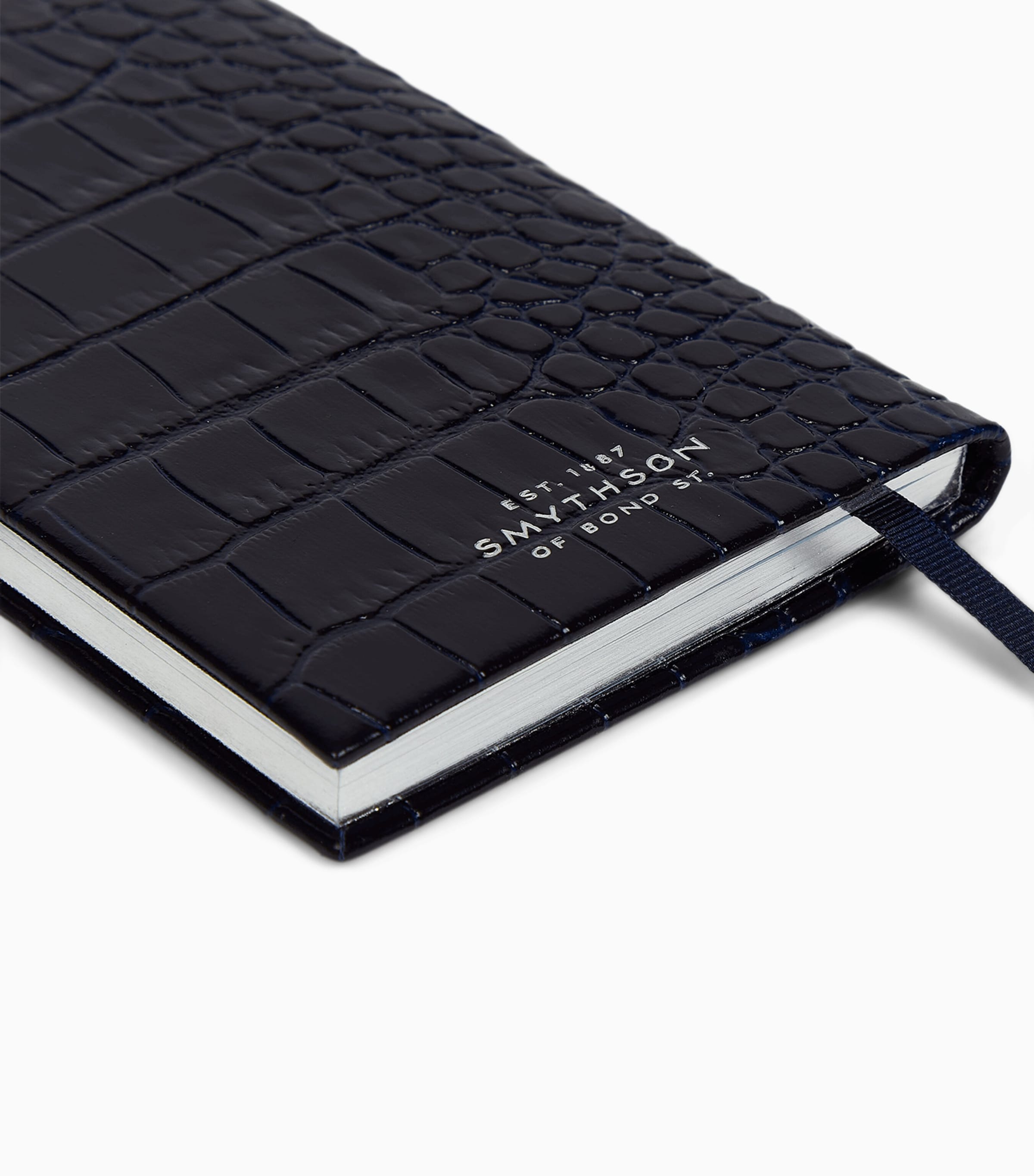 Mara Leather Croc-Embossed Panama 2026 Pocket Diary NAVY Image 6