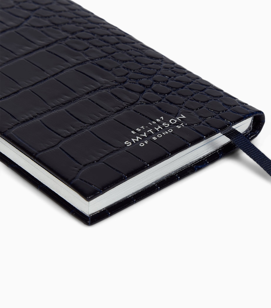 Mara Leather Croc-Embossed Panama 2026 Pocket Diary NAVY Image 6