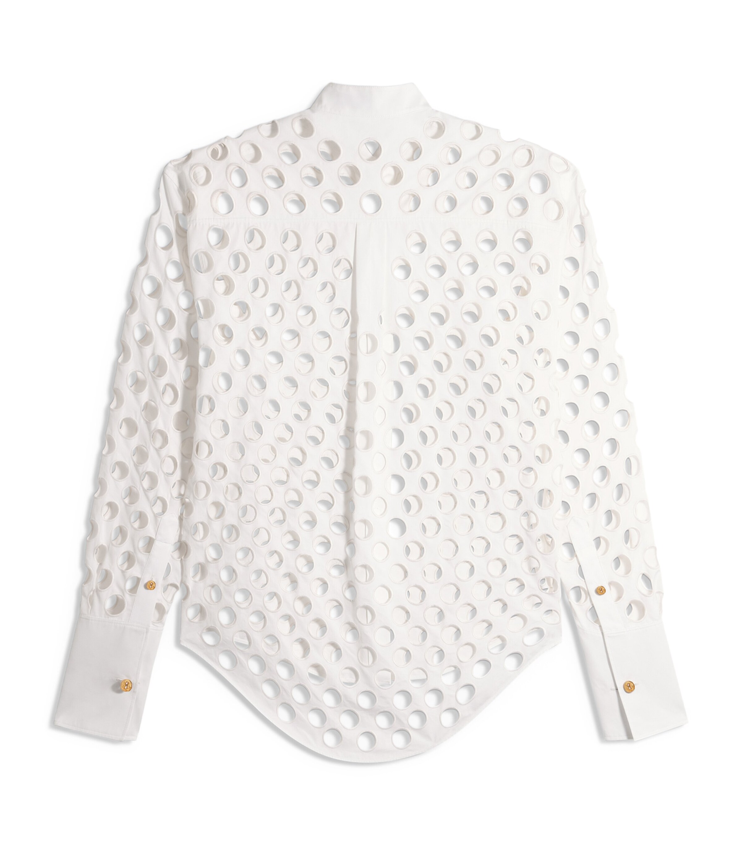 Schiaparelli Womens Cotton Polka Dot Tuxedo Shirt White Image 6