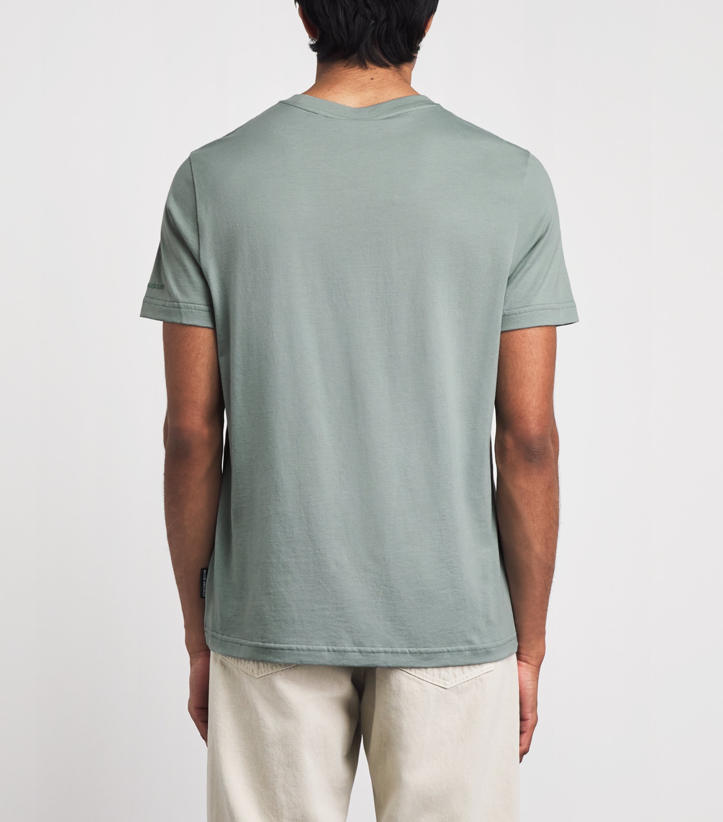 Moose Knuckles Mens Cotton Embroidered Logo T-Shirt Dusty Jade Image 5