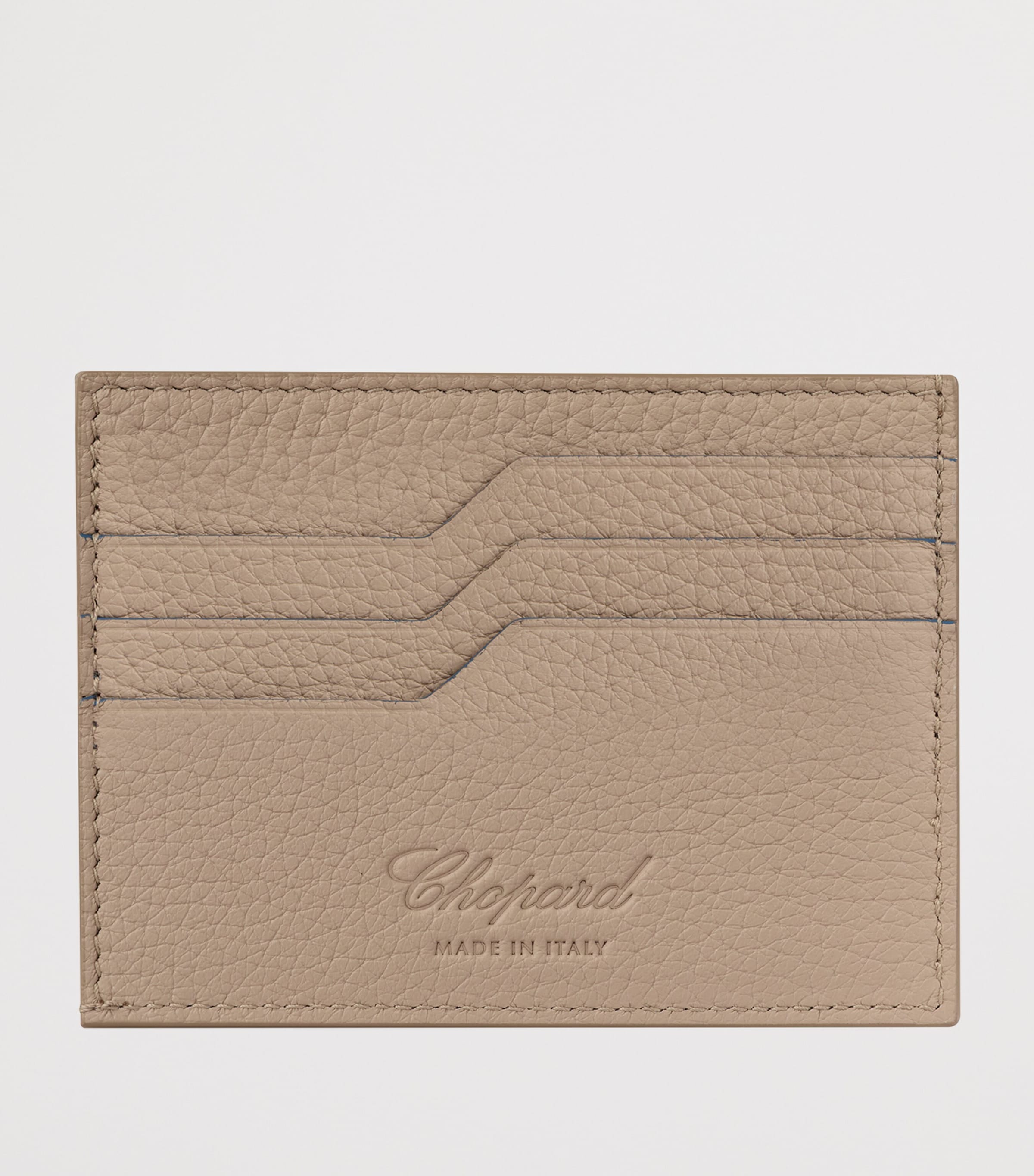 Small Leather Heritage Card Holder BEIGE/BLUE Image 3