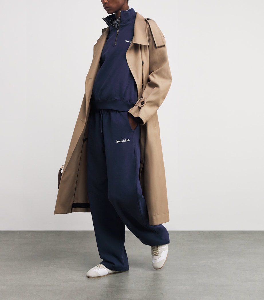 Cotton Logo Quarter-Zip Sweatshirt 3902 DARK NAVY Image 2