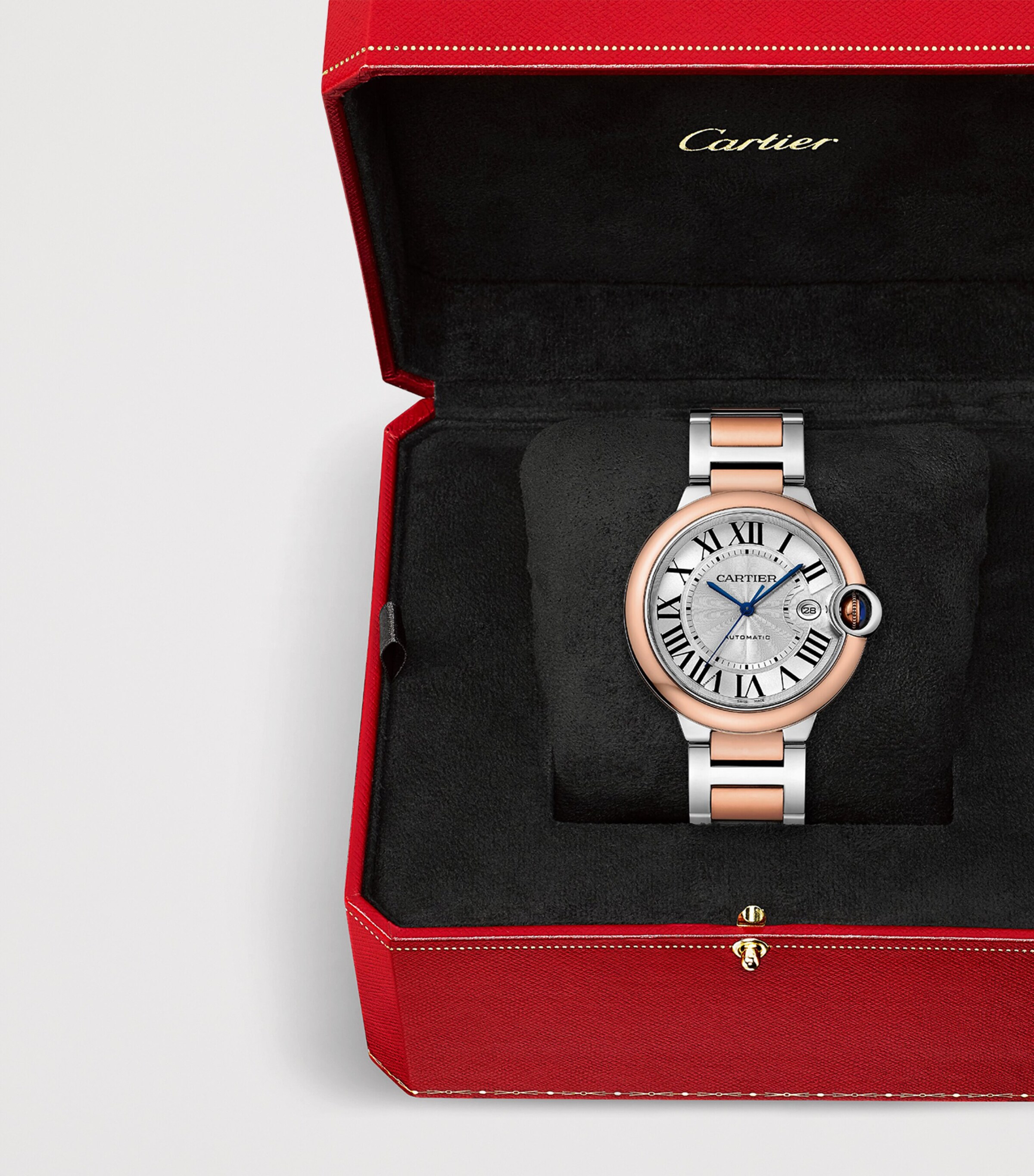 Cartier Rose Gold and Stainless Steel Ballon Bleu de Cartier Watch 42mm Silvered Image 6