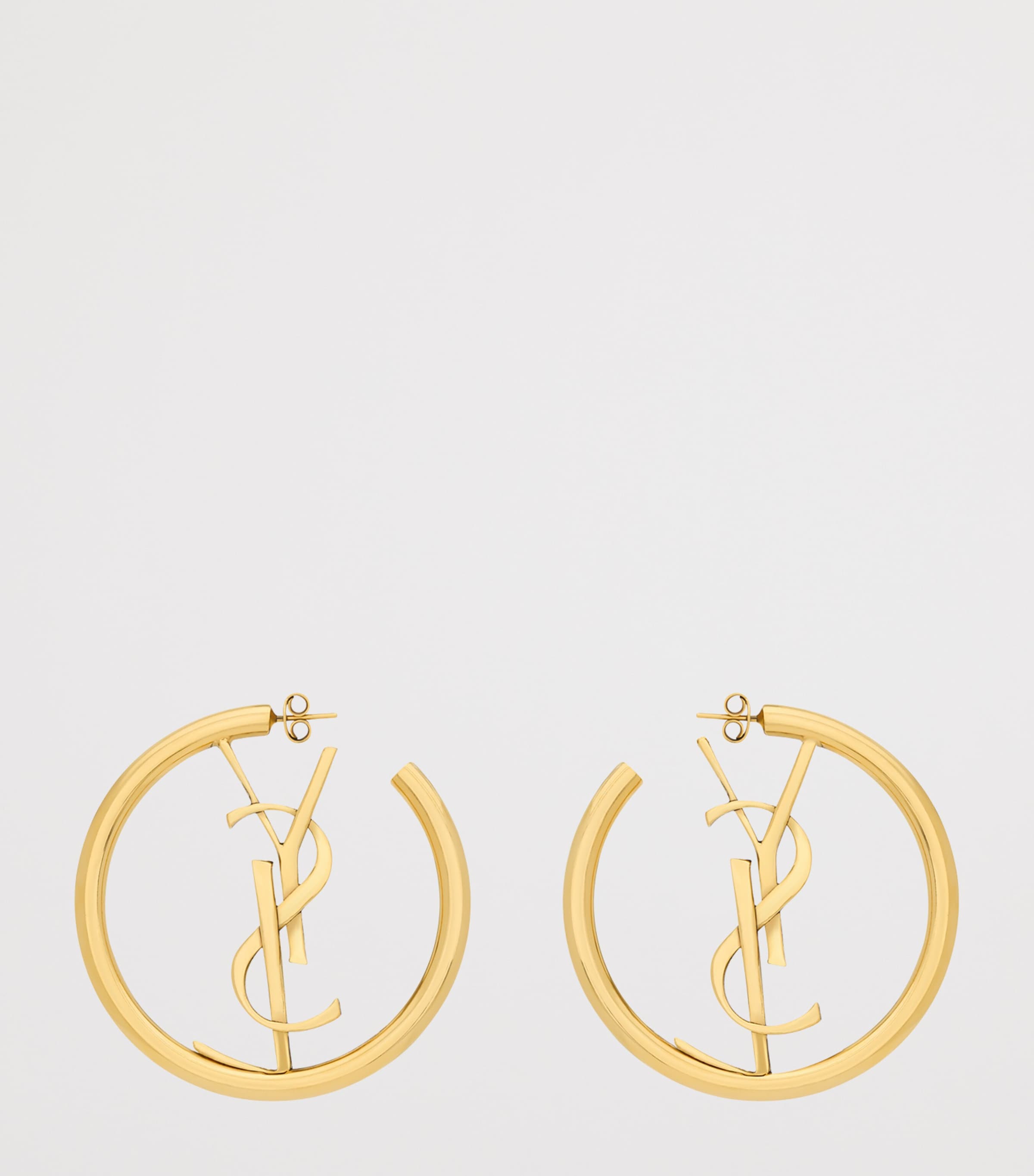 Saint Laurent Cassandre Logo Hoop Earrings Image 2