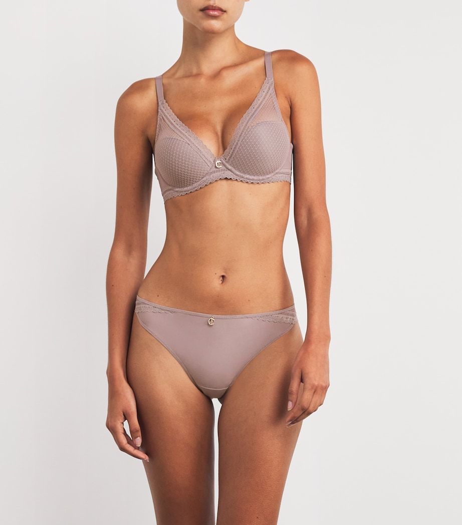 Lace-Trim Romance Tanga 0PK MINK Image 2