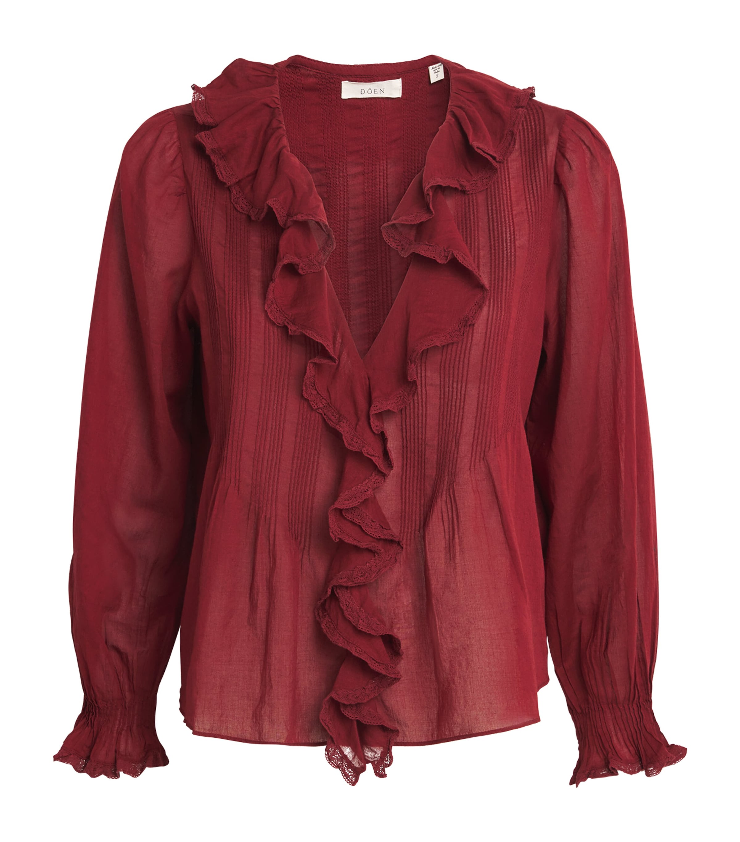Doen Organic Cotton Ruffled Hardy Blouse In Red