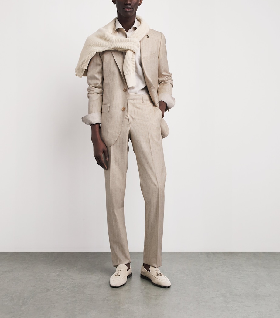 Pal Zileri Mens Wool-Cotton Pinstripe 2-Piece Suit Natural Image 2