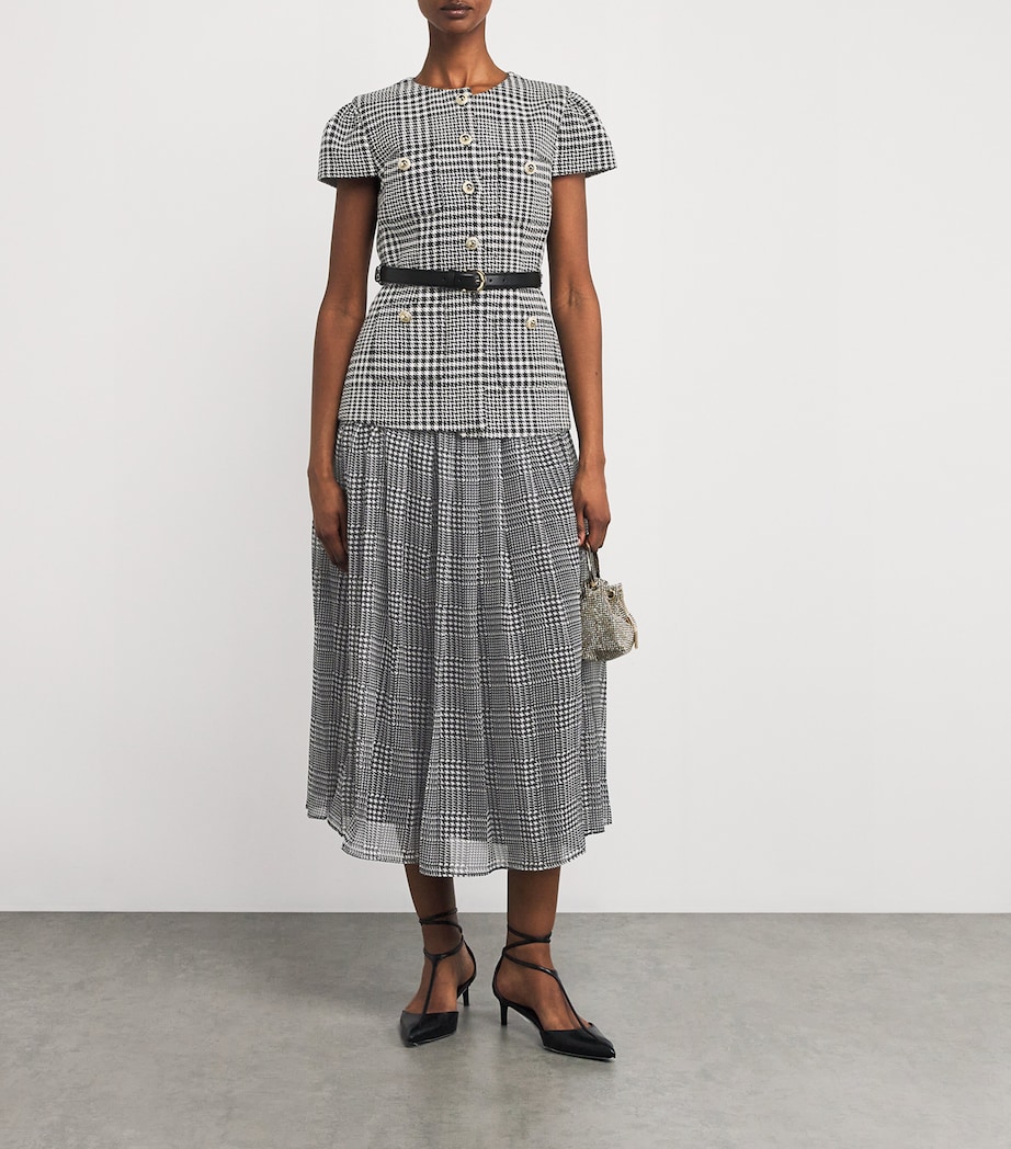 Houndstooth Tailored Midi Dress BLACK AND WHITE Image 2