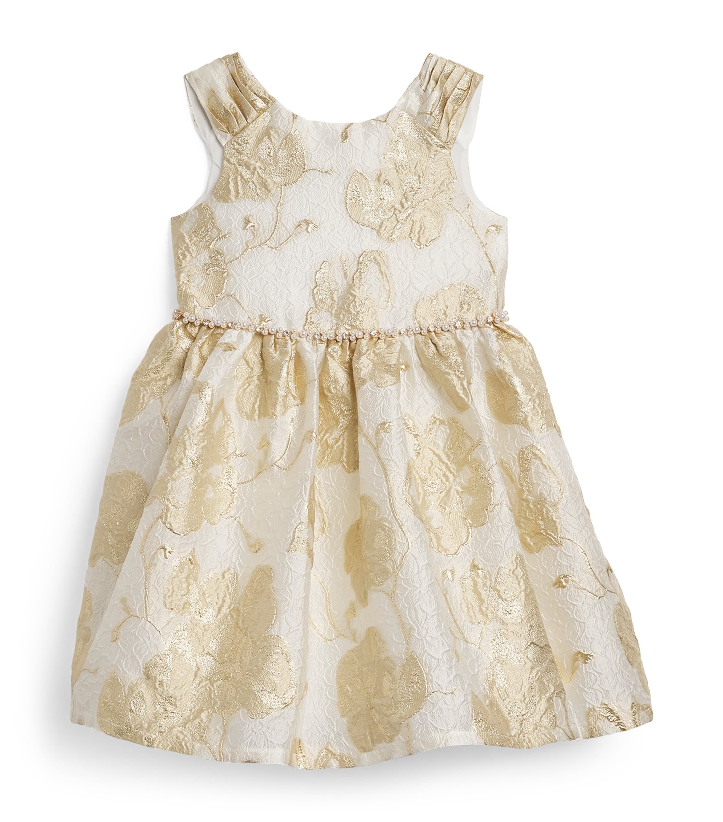 David Charles Kids' Embellished Damask Floral Dress In Gold