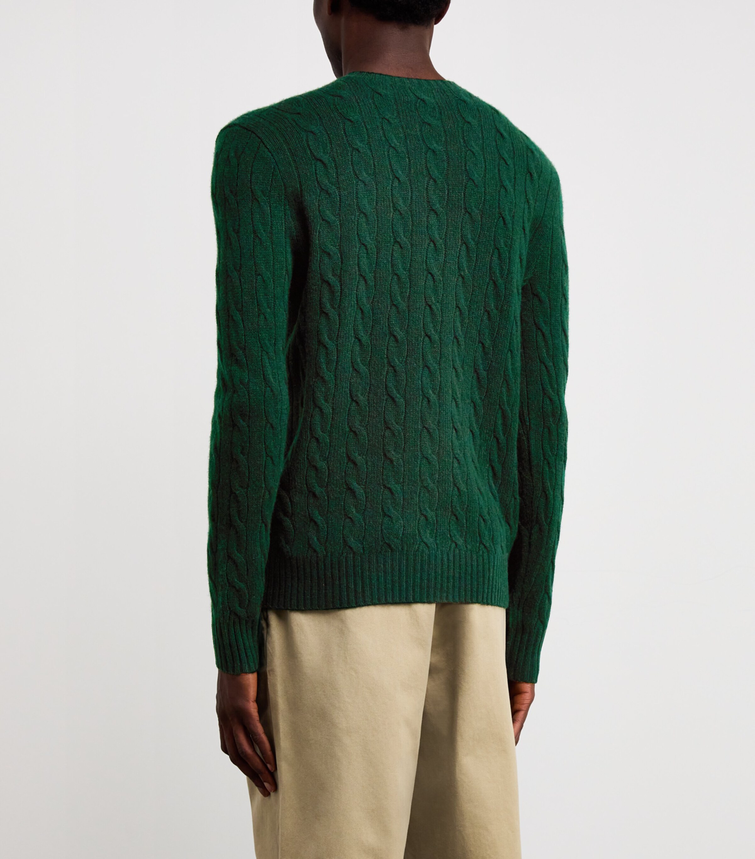 Polo Ralph Lauren Mens Wool-Cashmere Cable-Knit Sweater Green Image 4