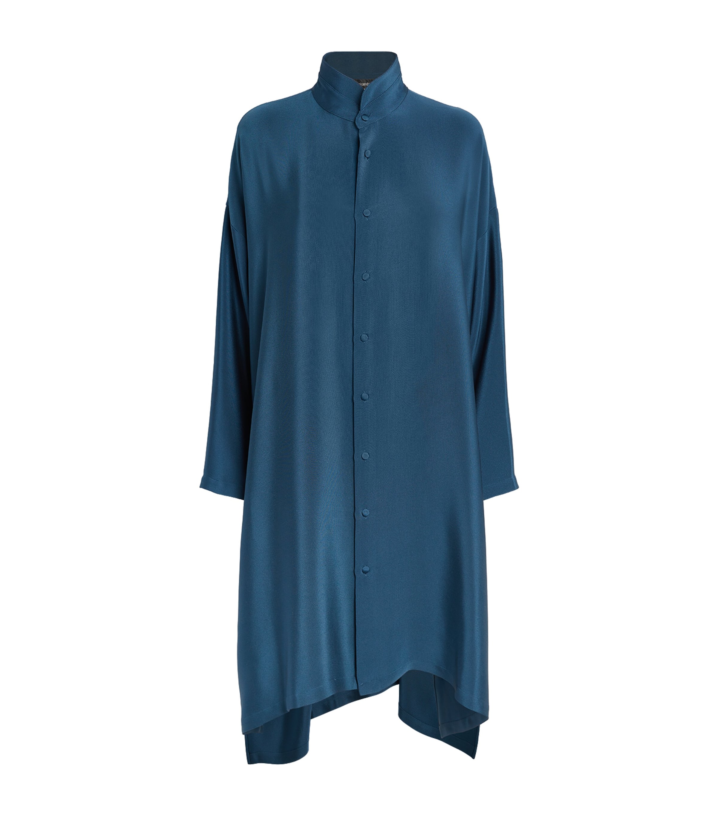 Eskandar Silk A-line Shirt In Blue