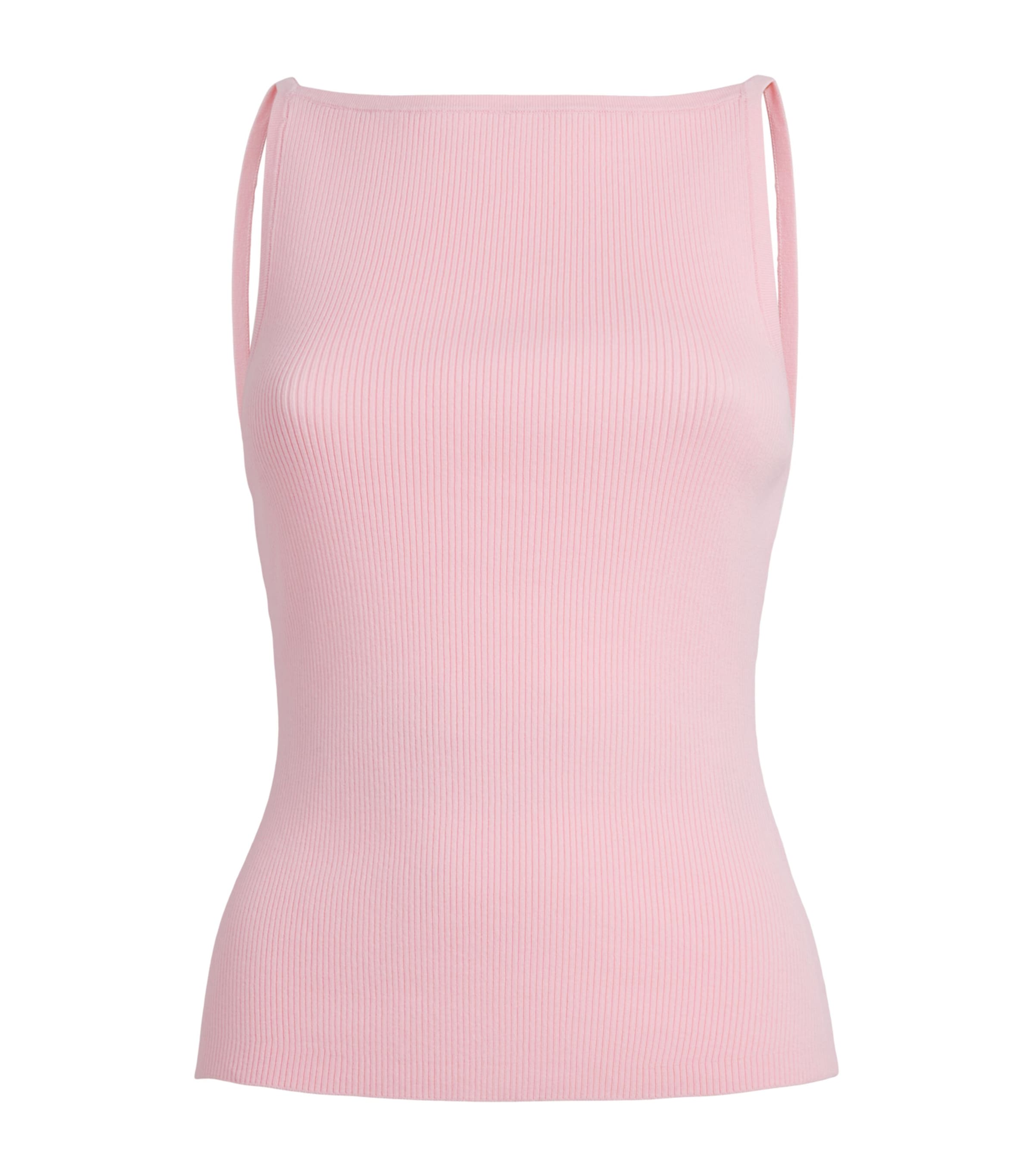 Maje Womens Cotton-Blend Rib-Knit Tank Top Pink Image 1