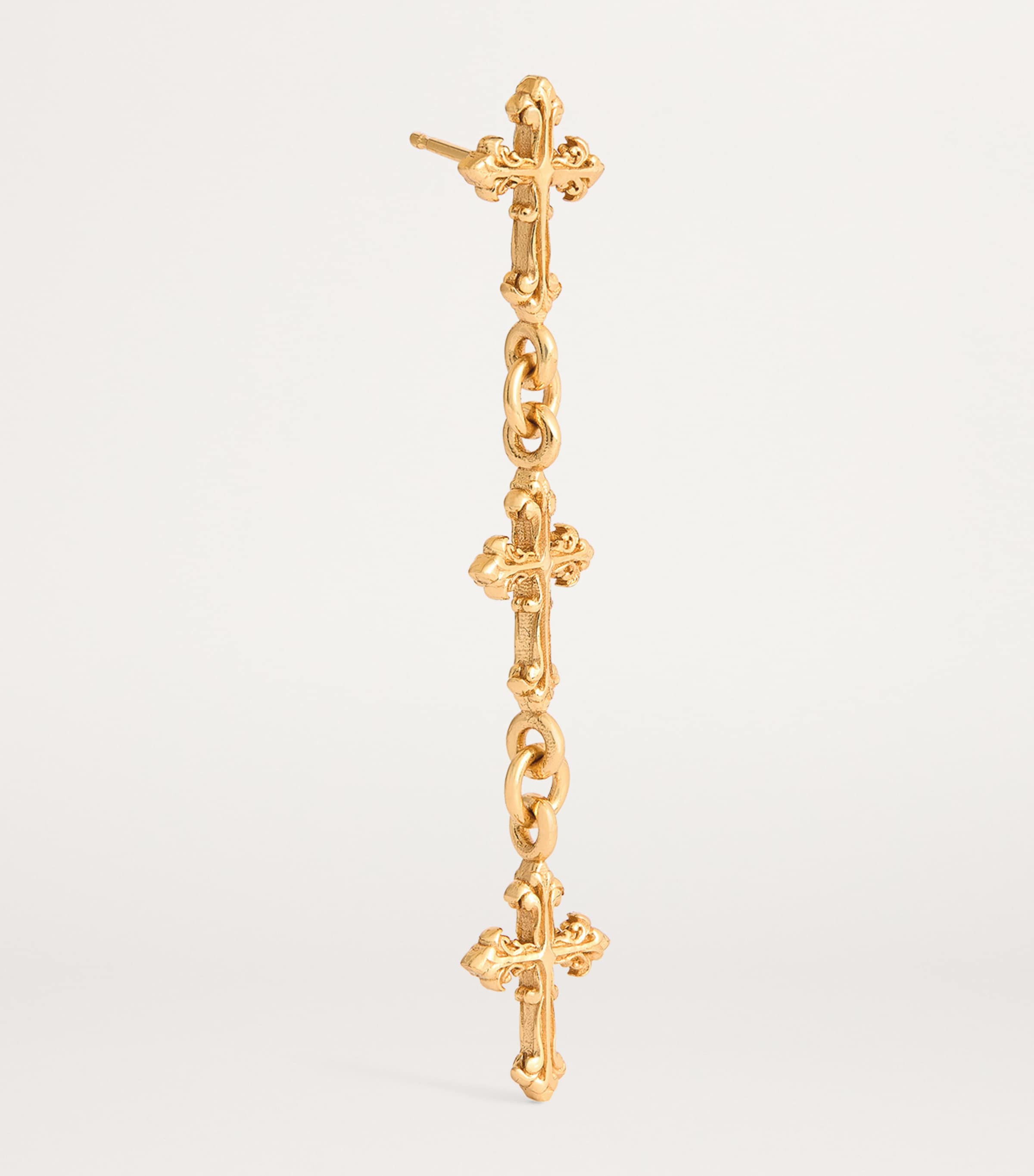 Gold-Plated Cross Drop Single Earring SILVER Image 3