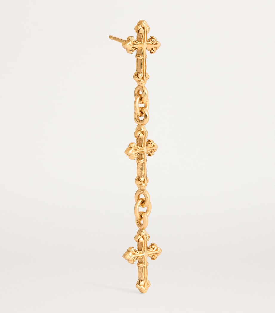 Gold-Plated Cross Drop Single Earring SILVER Image 3