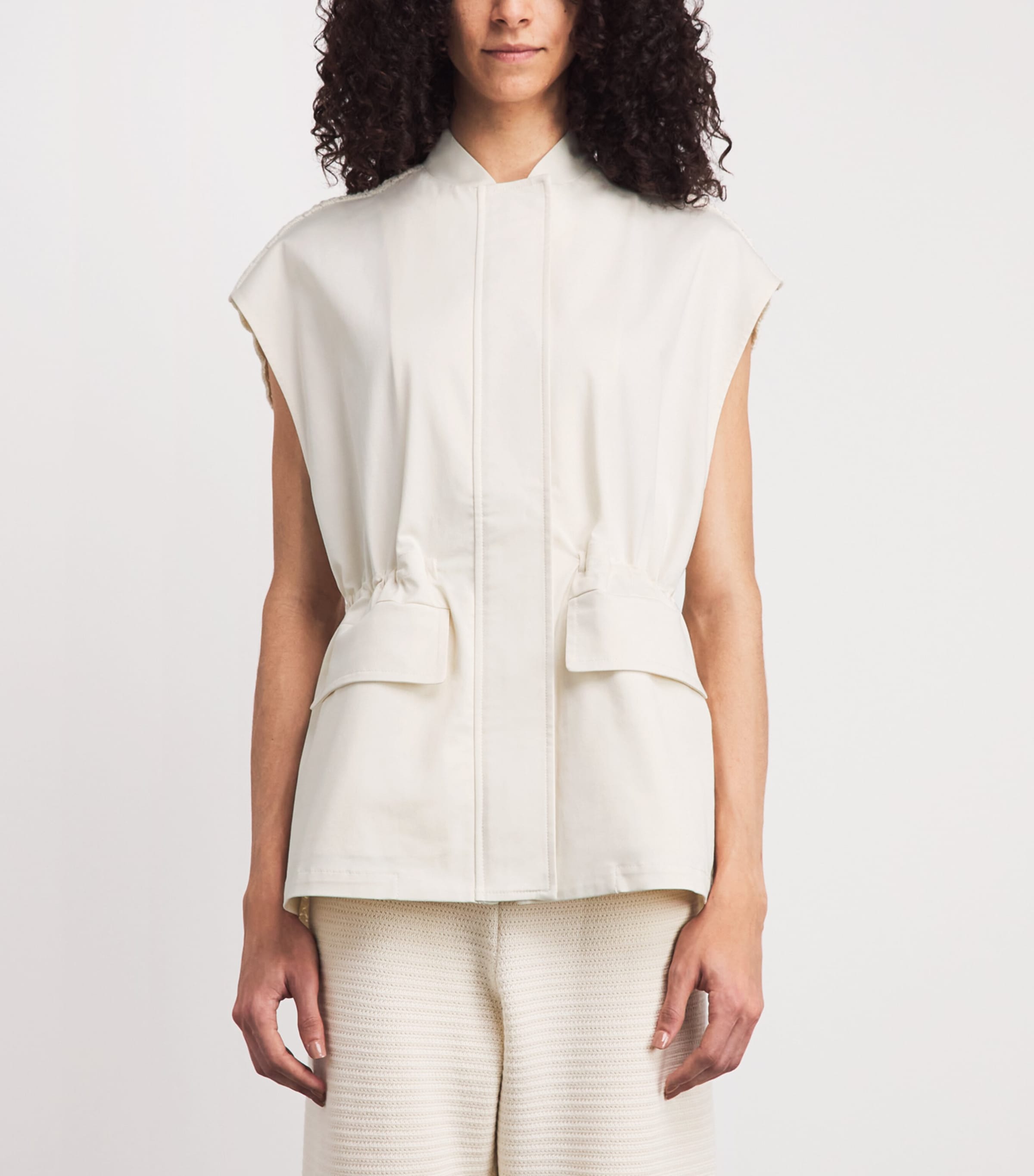 Fabiana Filippi Womens Cotton-Blend Knit Gilet Burro Image 4