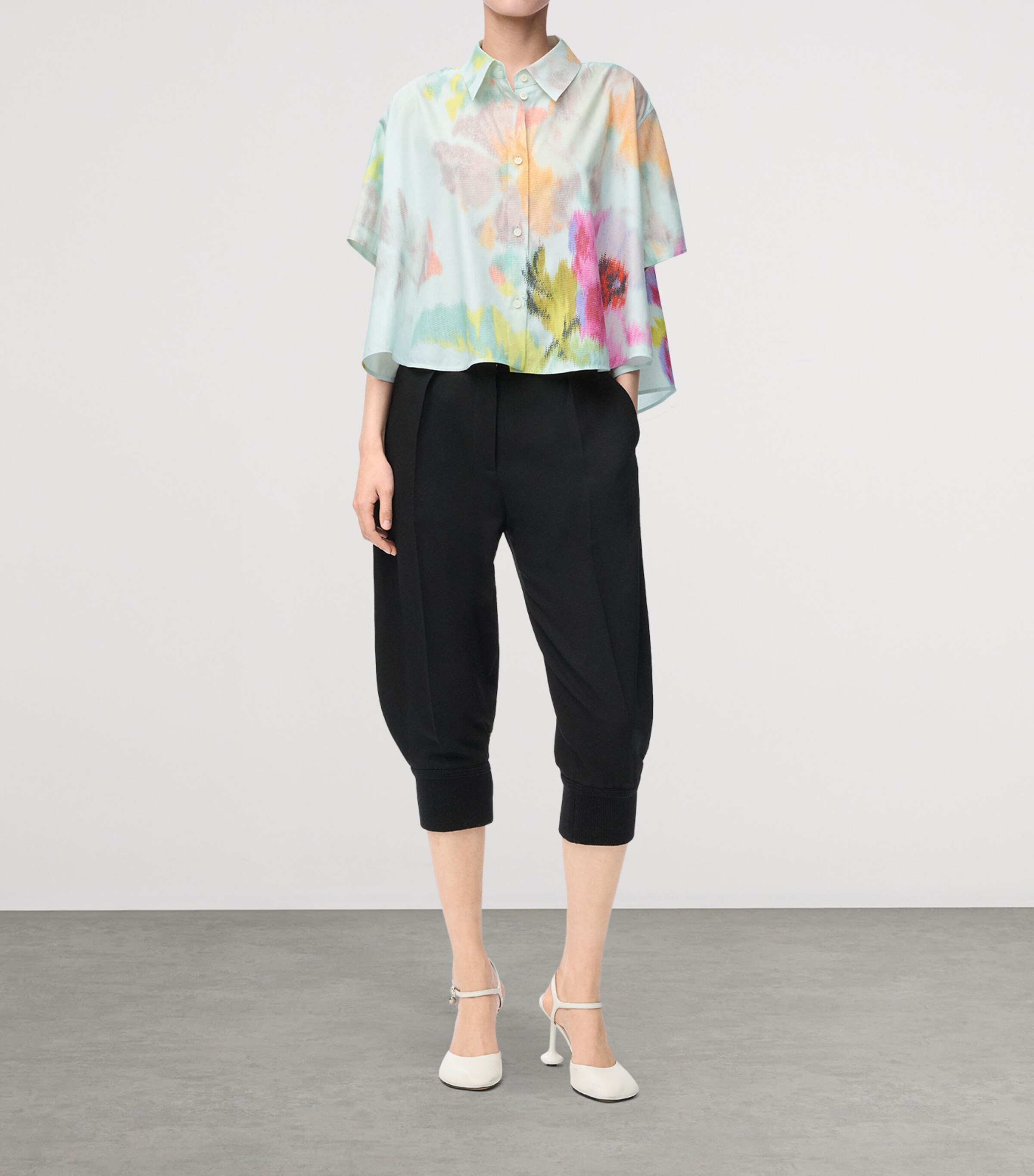 Cotton-Silk Trapeze Shirt LIGHT BLUE MULTI Image 2