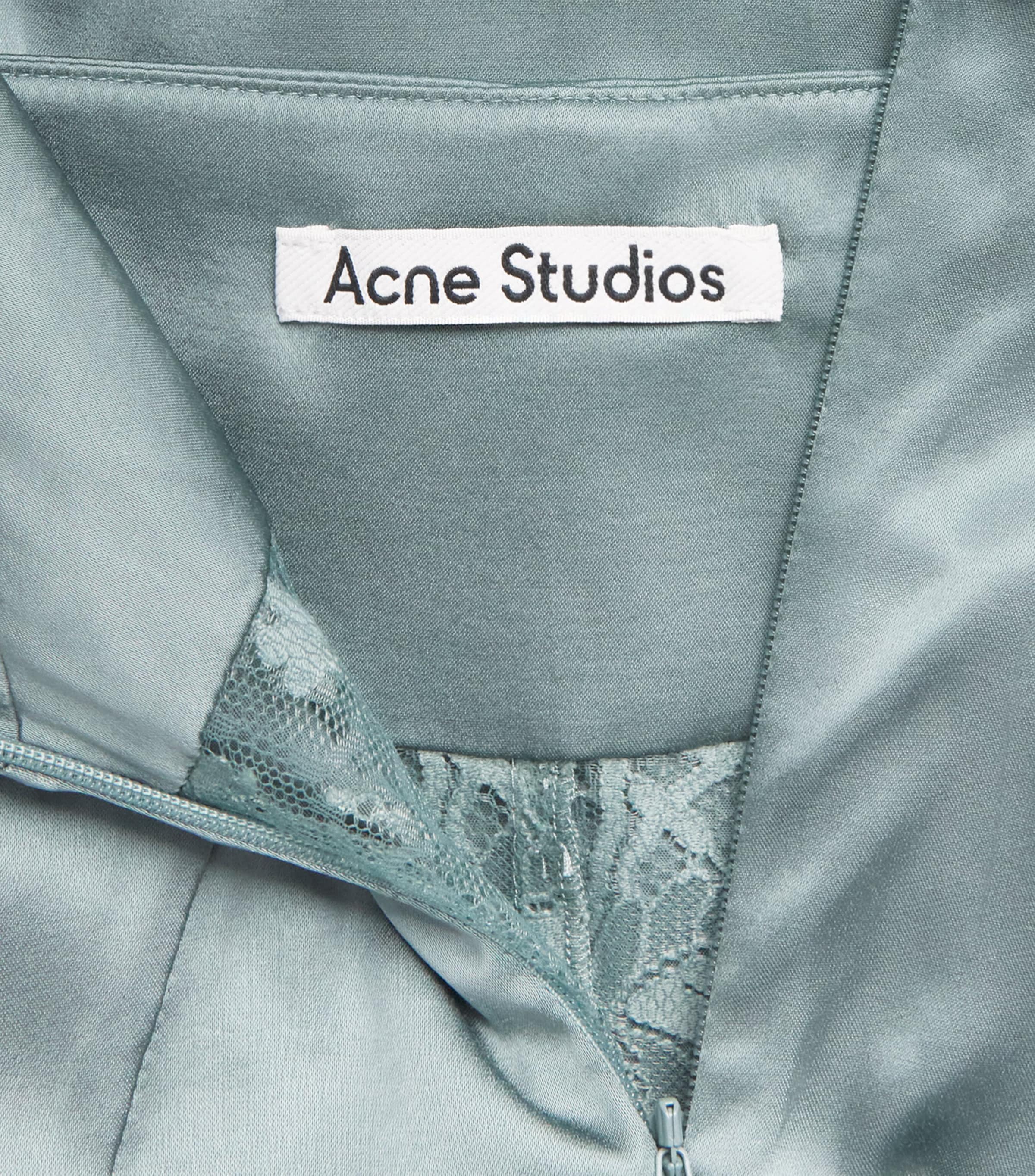 Acne Studios Womens Satin Lace-Trim Midi Dress Abc Sage Green Image 6