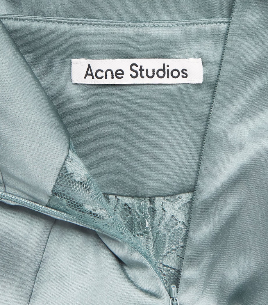 Acne Studios Womens Satin Lace-Trim Midi Dress Abc Sage Green Image 6
