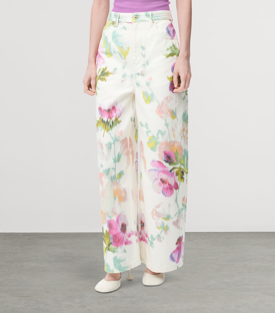 Floral Wide-Leg Jeans WHITE/PINK Image 3