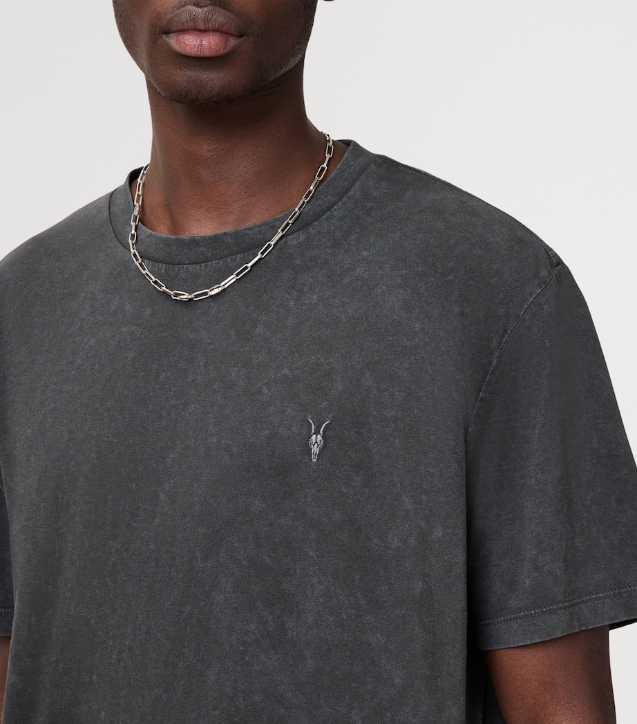 AllSaints Mens Organic Cotton Saka T-Shirt Washed Black Image 3