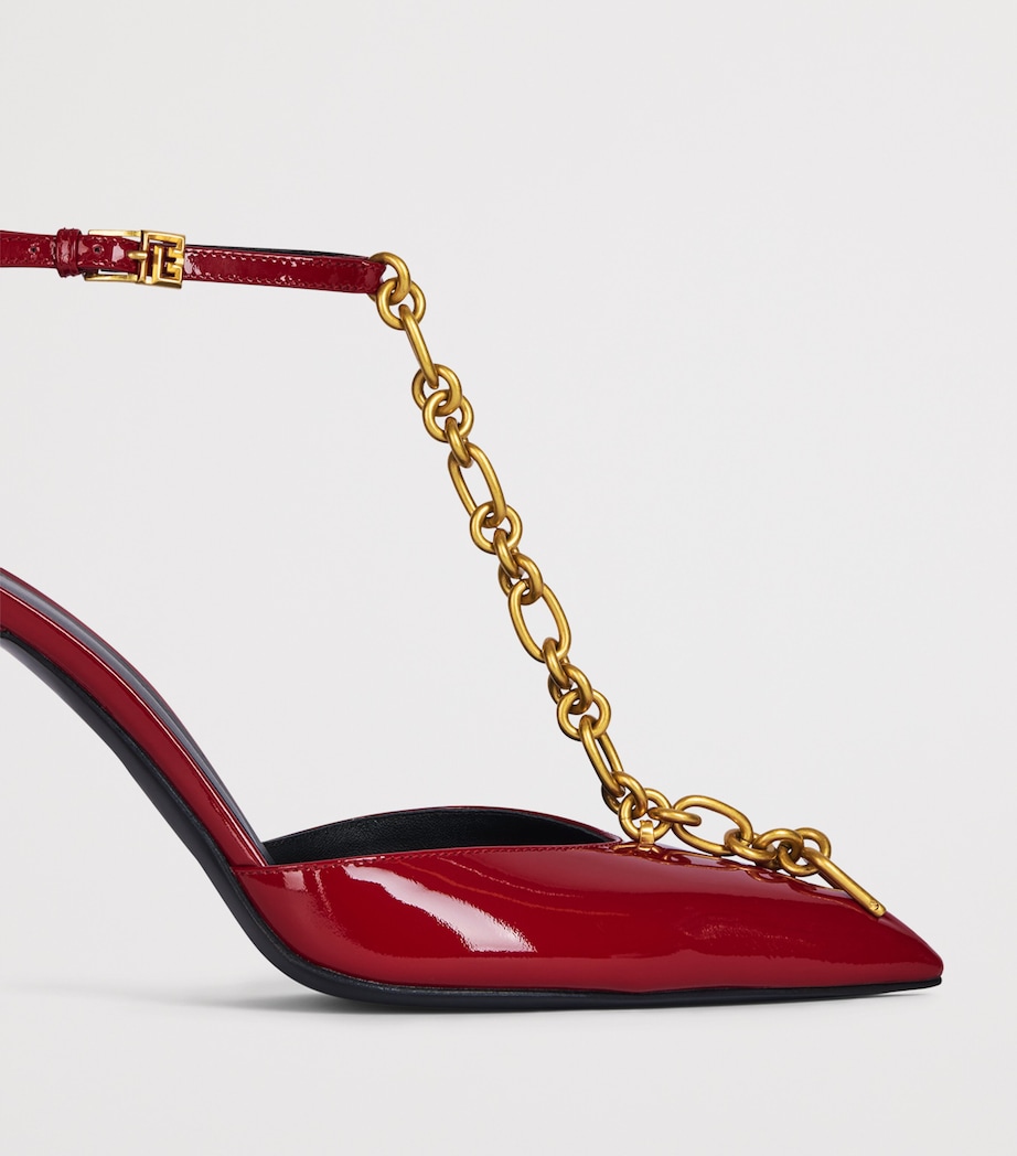 Balmain Patent Leather Sync Heeled Sandals 95 Rouge Image 7