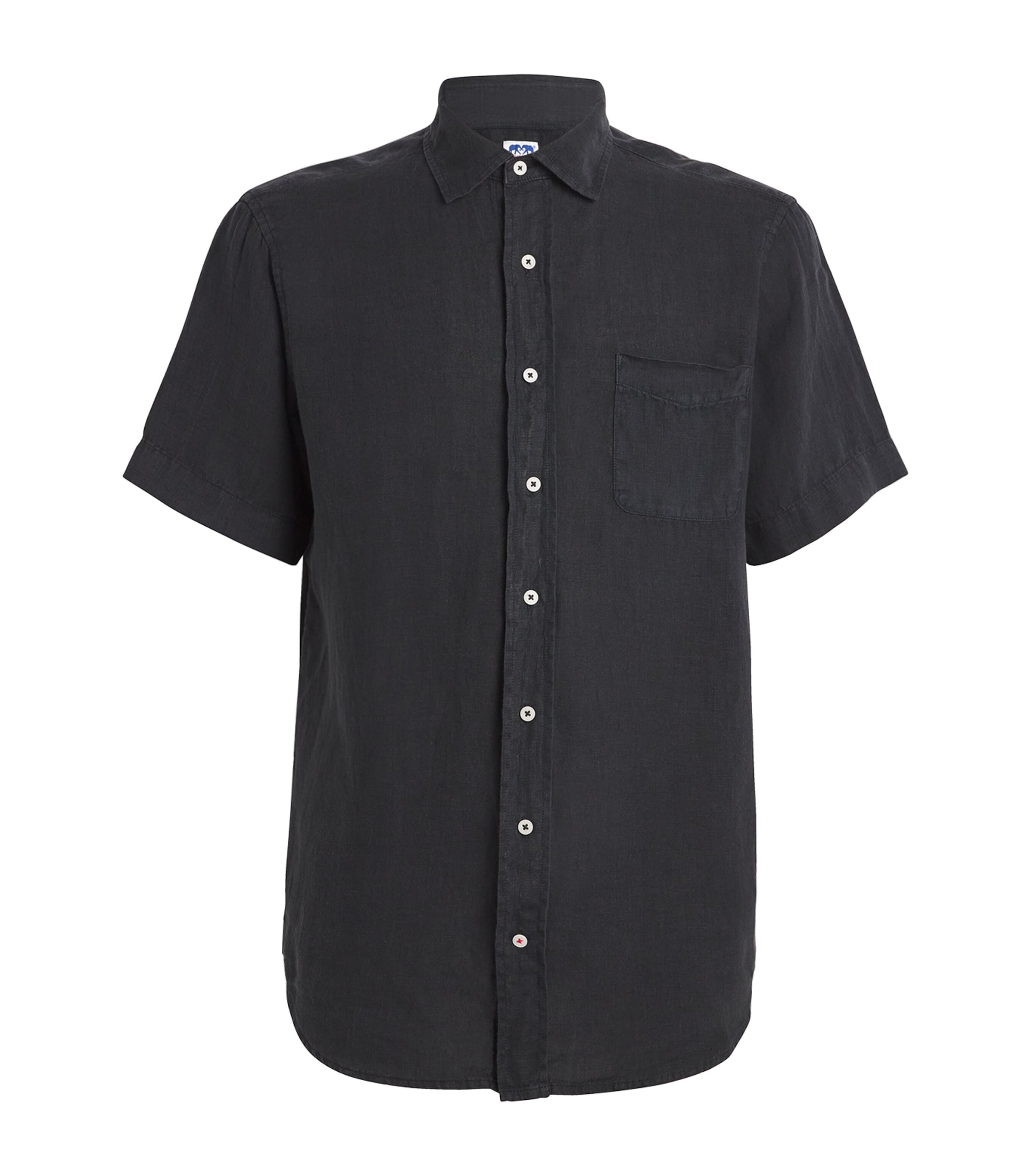 Shop Love Brand & Co. Linen Manjack Shirt In Black