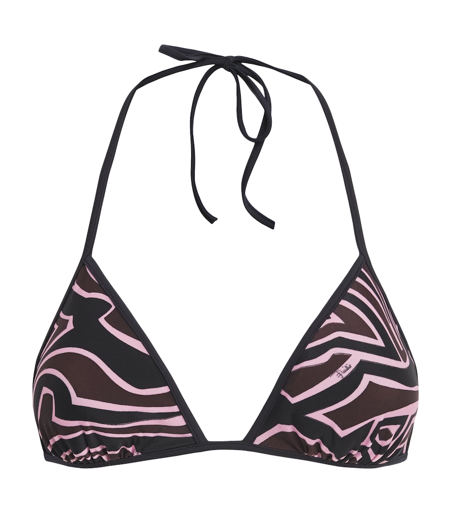 PUCCI Womens Labirinto Print Triangle Bikini Top Khaki Pink Image 1