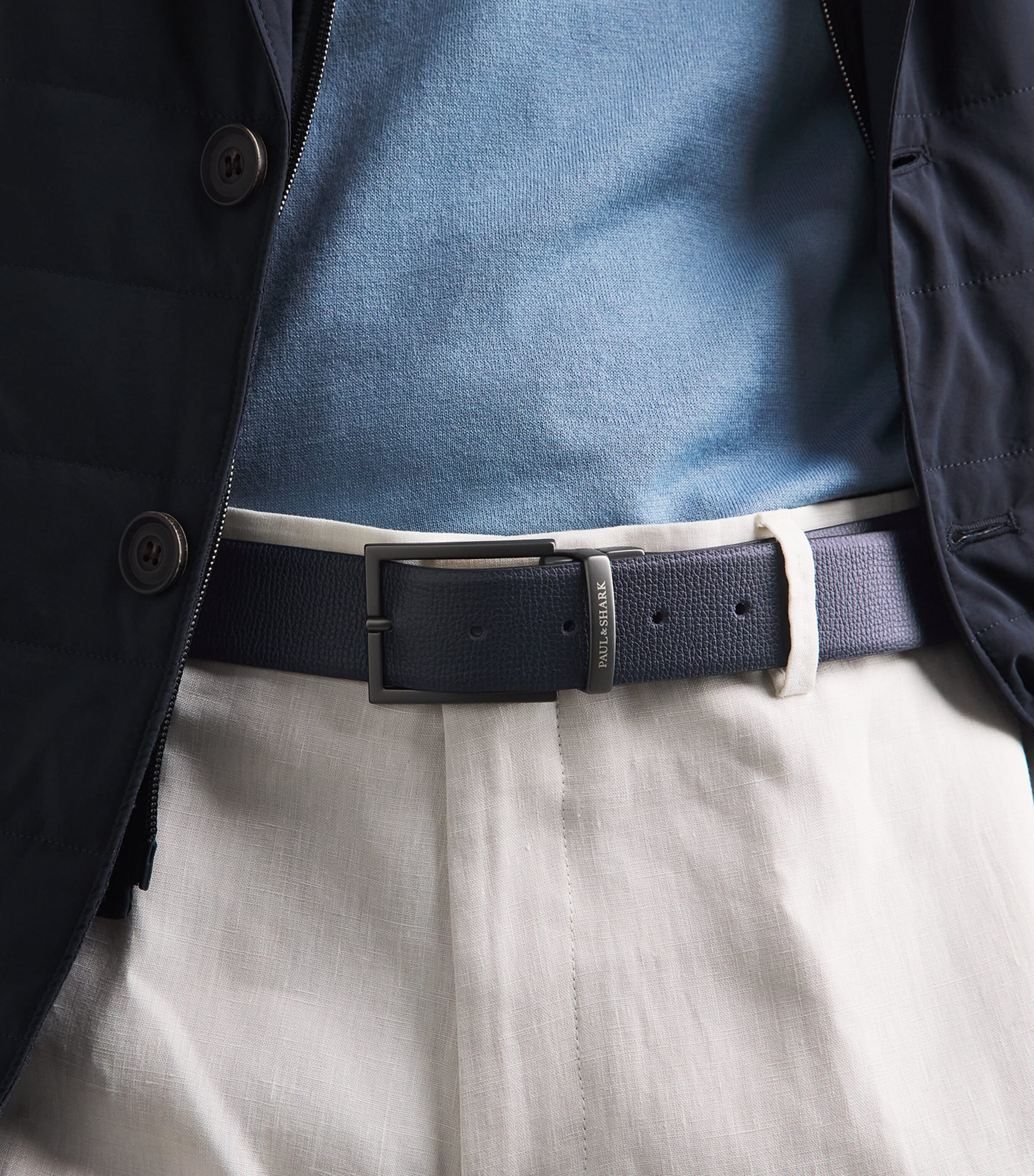 Paul & Shark Leather Reversible Belt Blue/dark Brown Image 2