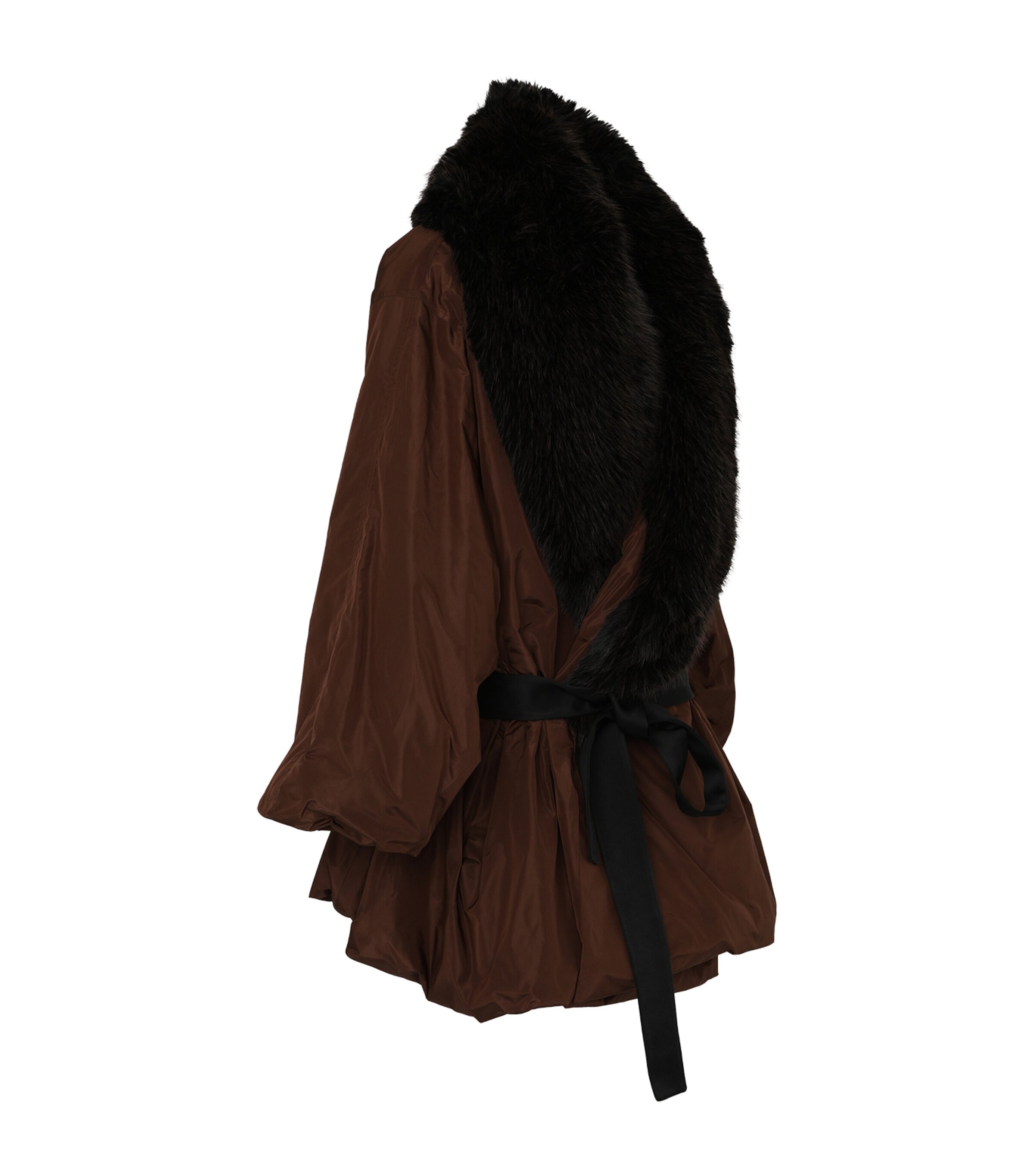 Saint Laurent Womens Silk Belted Coat Image 2
