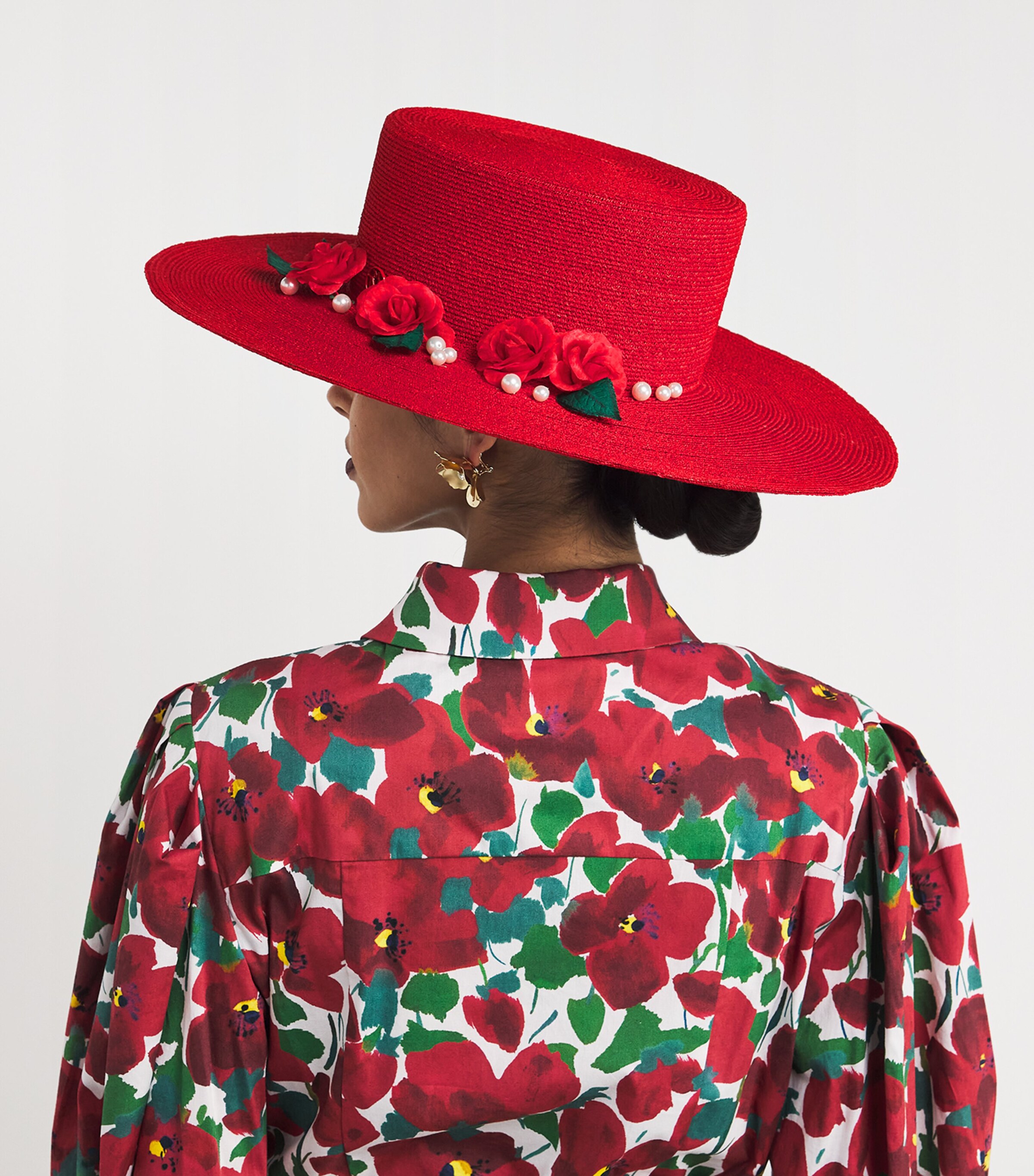 Maison Michel Lana Rose Hat Red Image 3