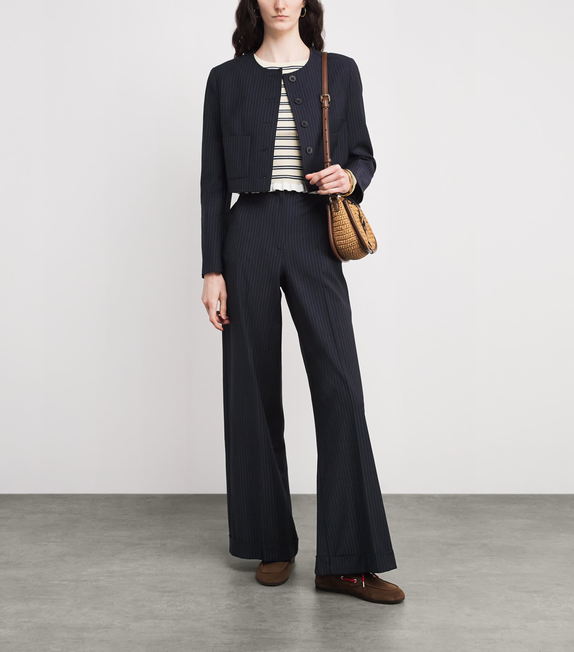 Wool-Blend Stripe Tailored Trousers DUAL-COLOR Image 2