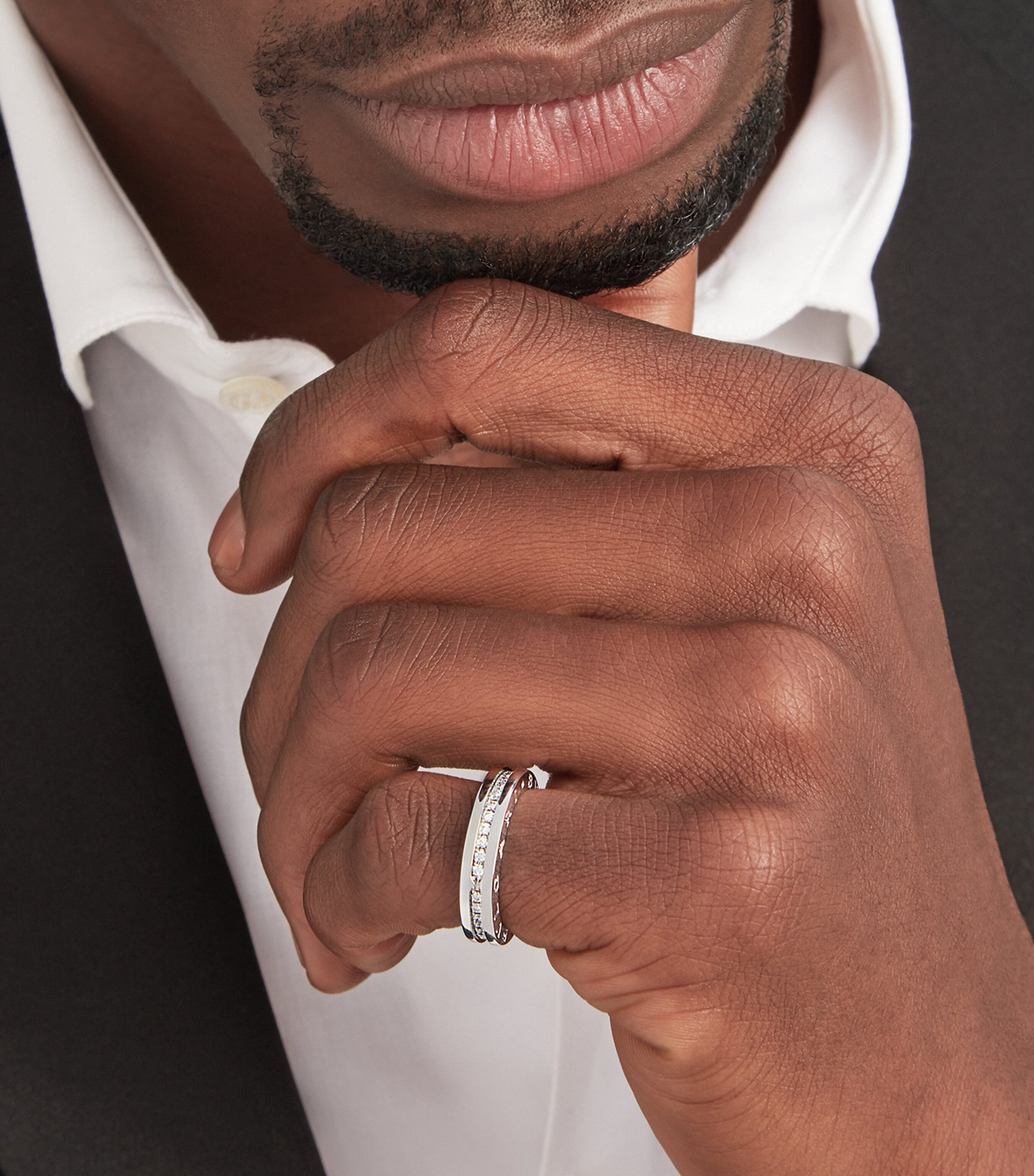 White Gold and Diamond B.zero1 One-Band Ring WHITE GOLD Image 6