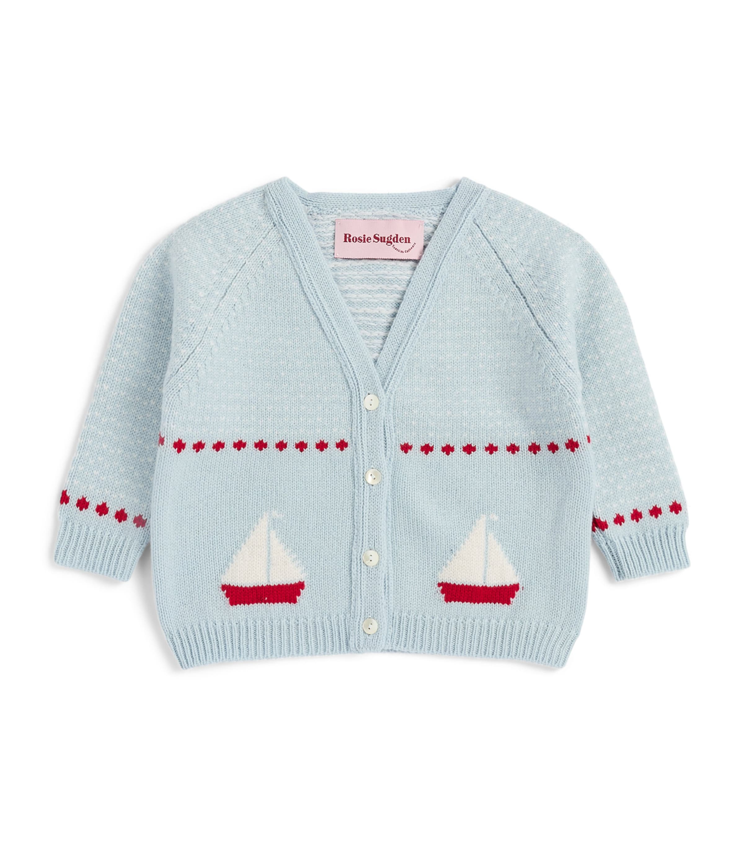 Rosie Sugden Cashmere Cardigan (3 Months - 3 Years) Spa Blu/swan Wht Bt Image 1
