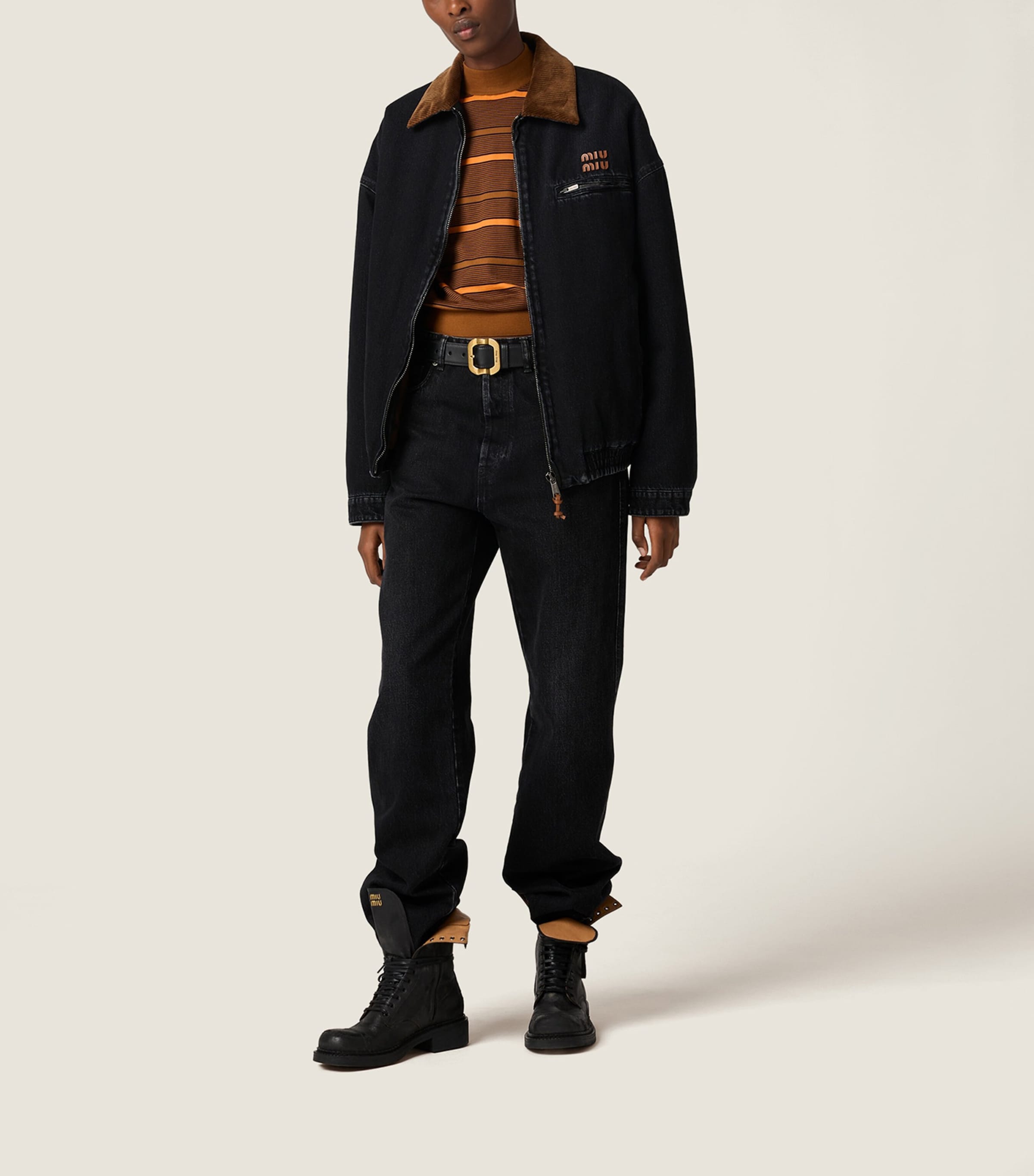 Miu Miu Black Logo Denim Jacket | Harrods UK