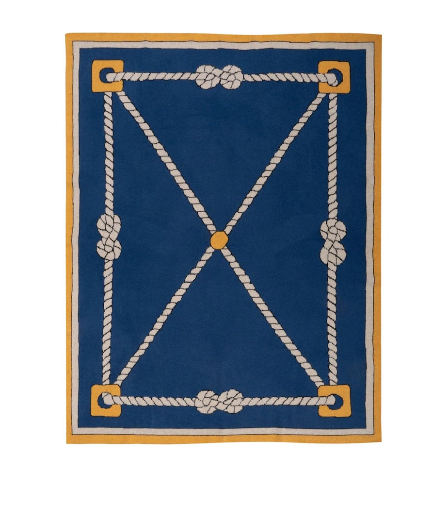 x Damien Nicolas Roux Cashmere Ropes Throw (180cm x 130cm) NAVY Image 1