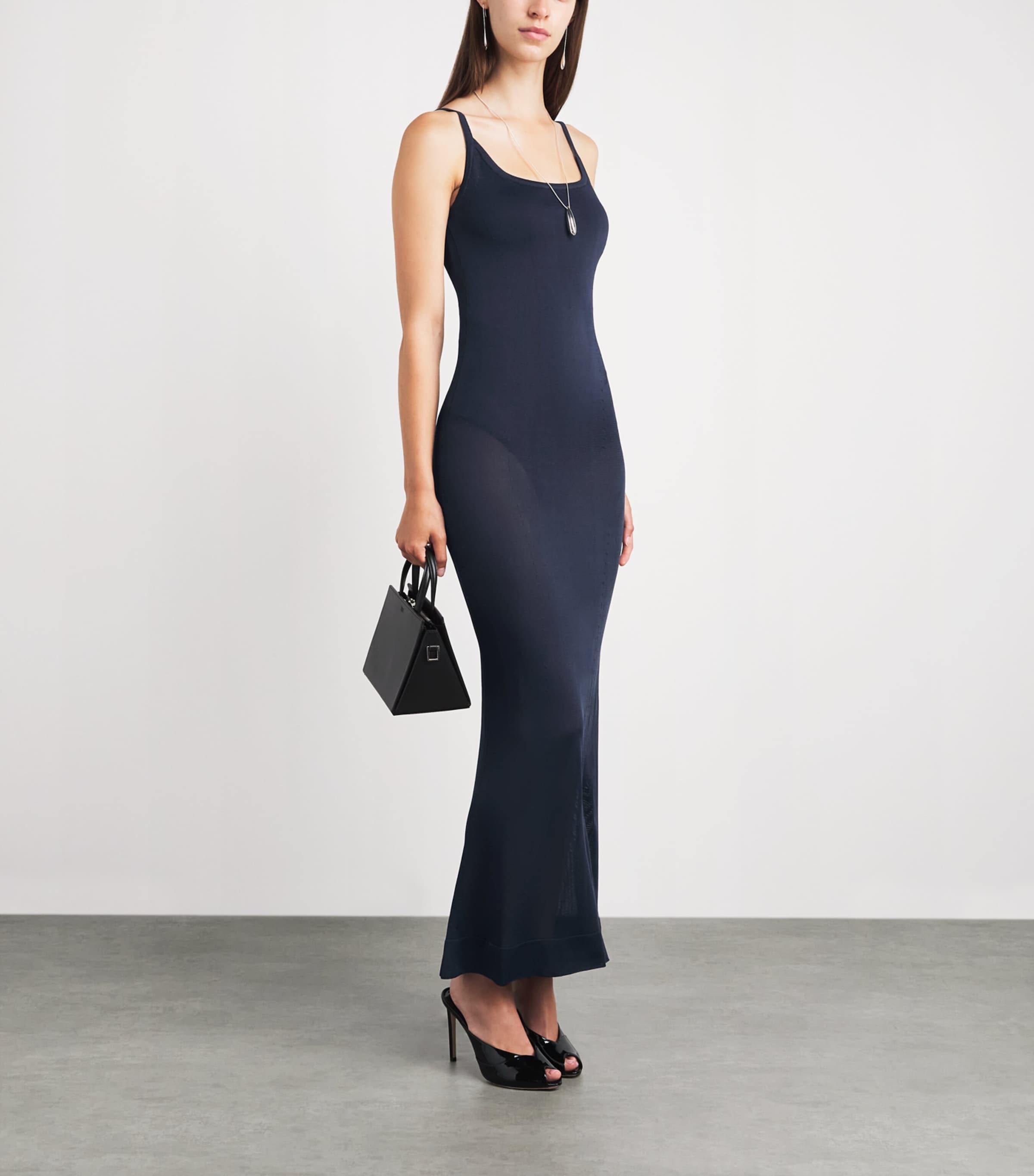 Jacquemus Womens Nodo Midi Dress Dark Navy Image 2