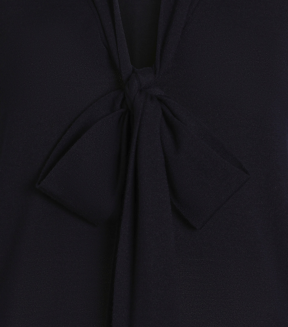 Dolce&Gabbana Womens Virgin Wool Pussybow Sweater Very Dark Blue Image 3