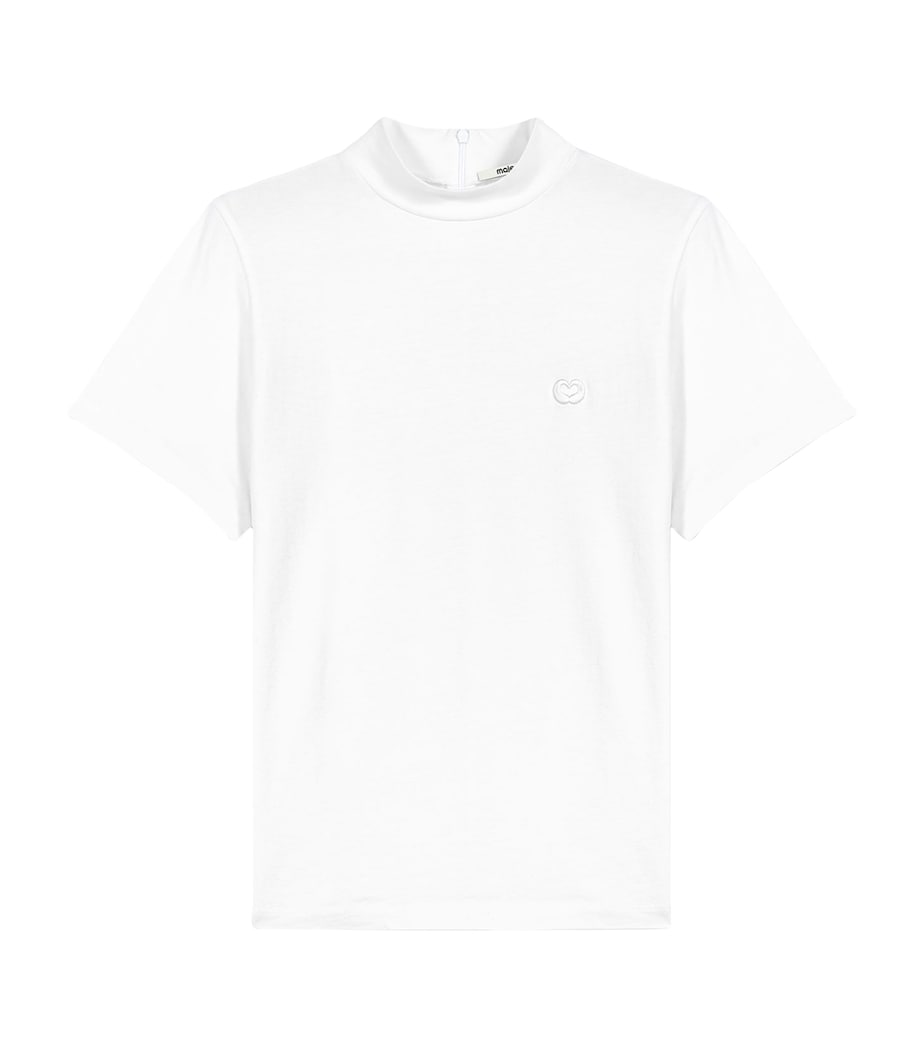 Maje Womens Funnel-Neck Zipped T-Shirt White Image 1