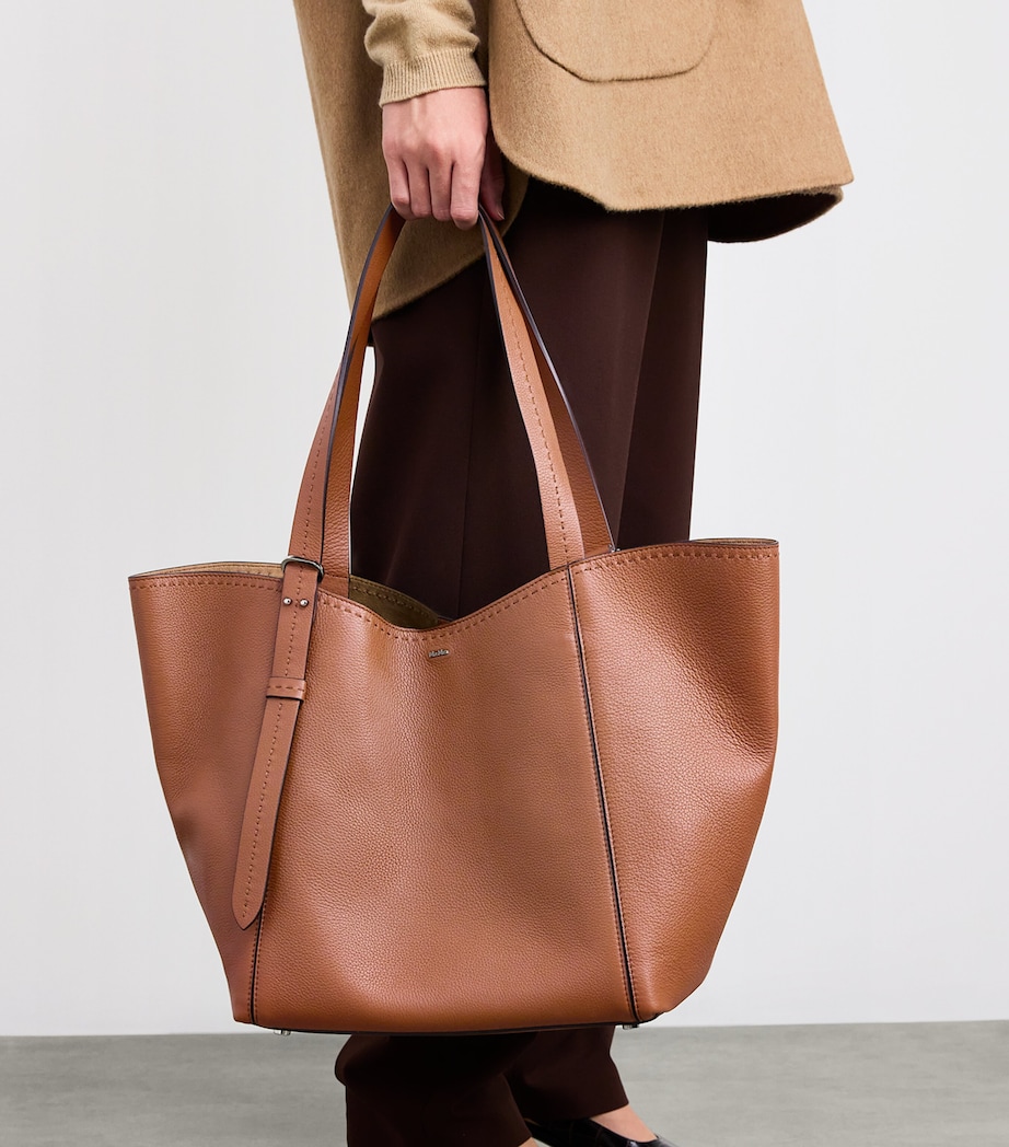 Leather Architepo Tote Bag AMBER BROWN Image 5