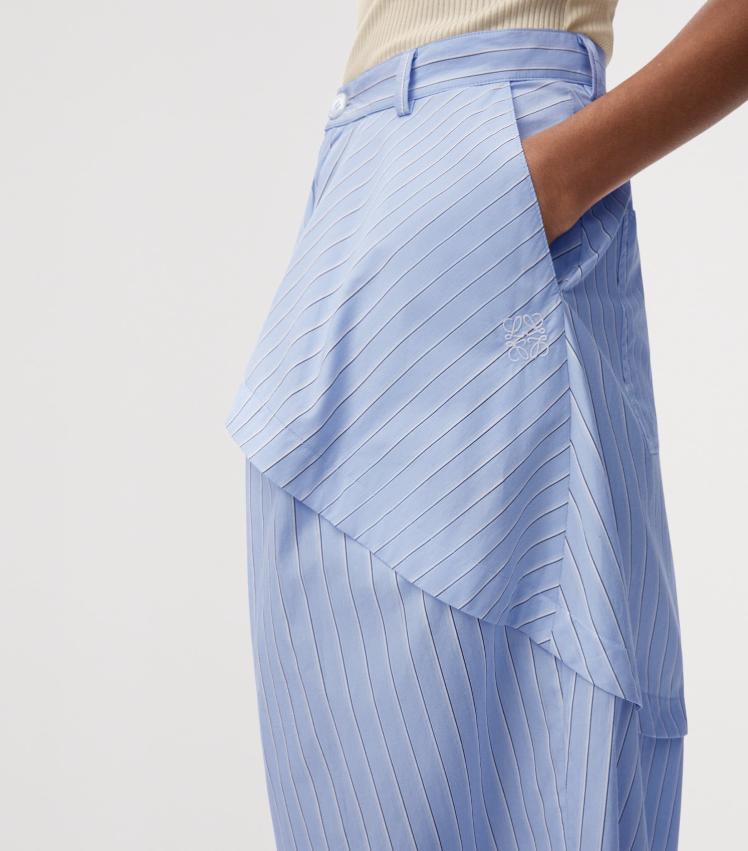 LOEWE Womens x Paula's Ibiza Cotton Panelled Stripe Trousers Blue/multicolor Image 5
