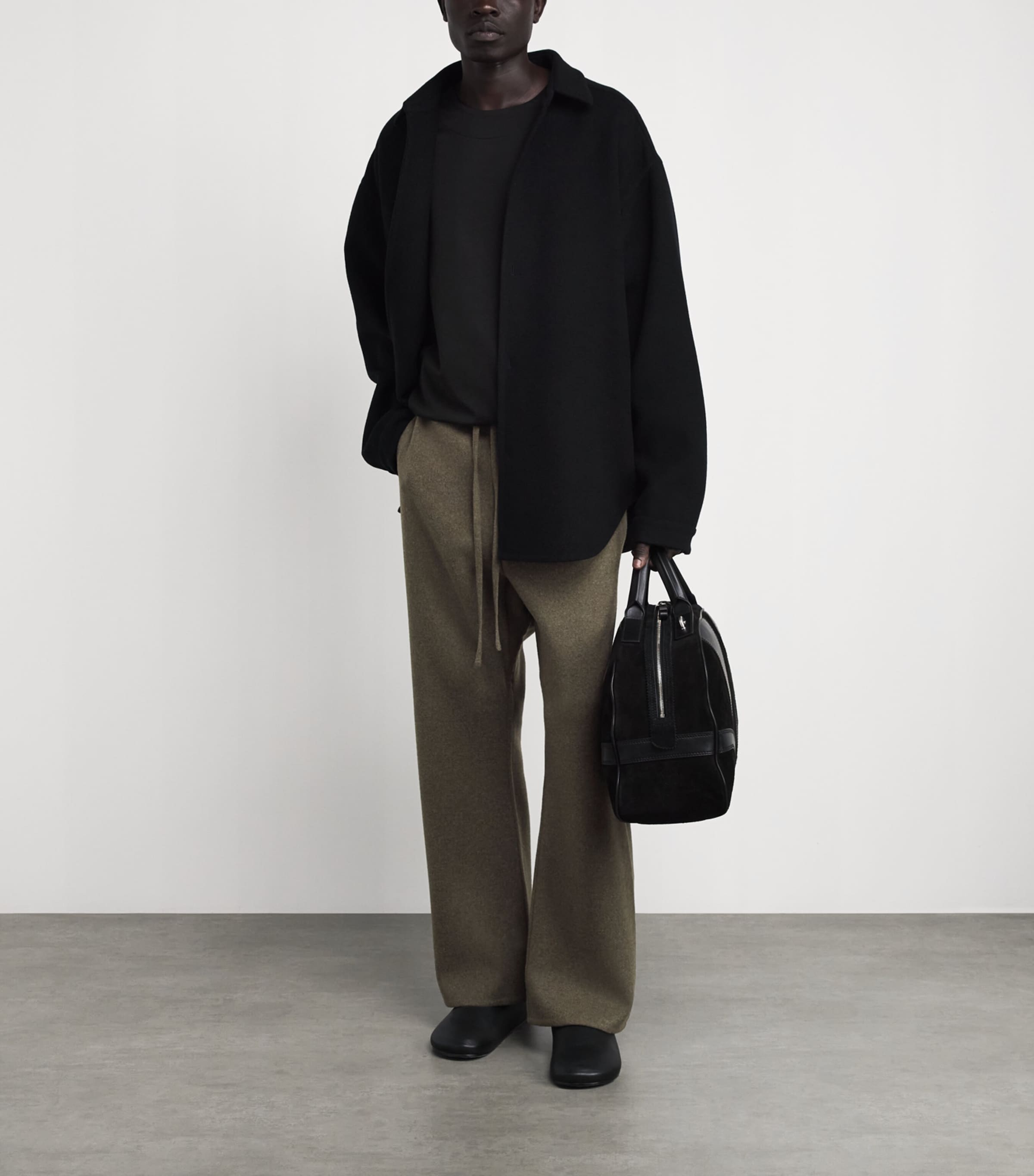 Fear Of God Mens Wool-Cashmere Flared Sweatpants Khaki Melange / Image 2