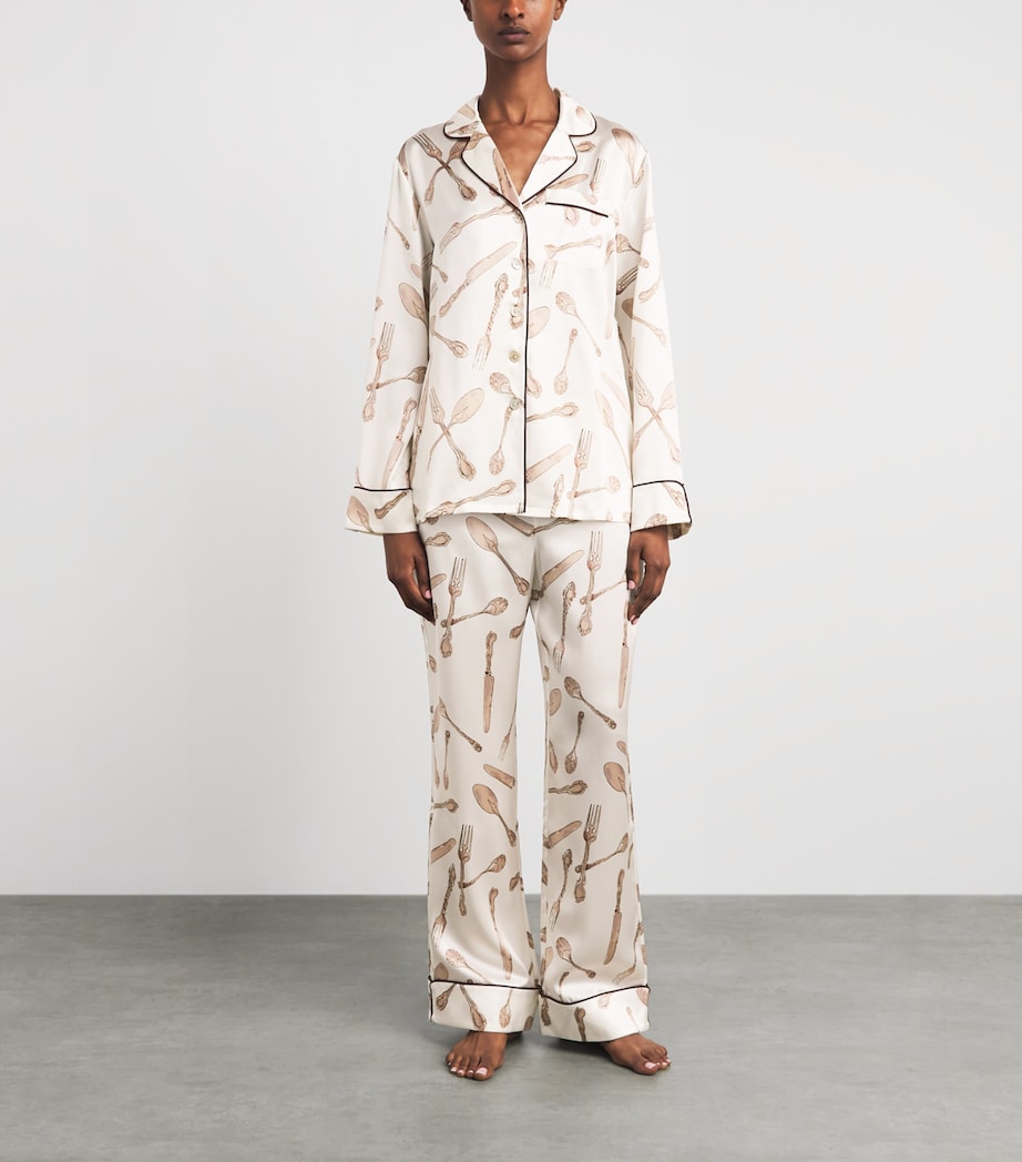 Olivia von Halle Womens Silk Silverware Lila Sevilla Pyjama Set Sevilla Image 2