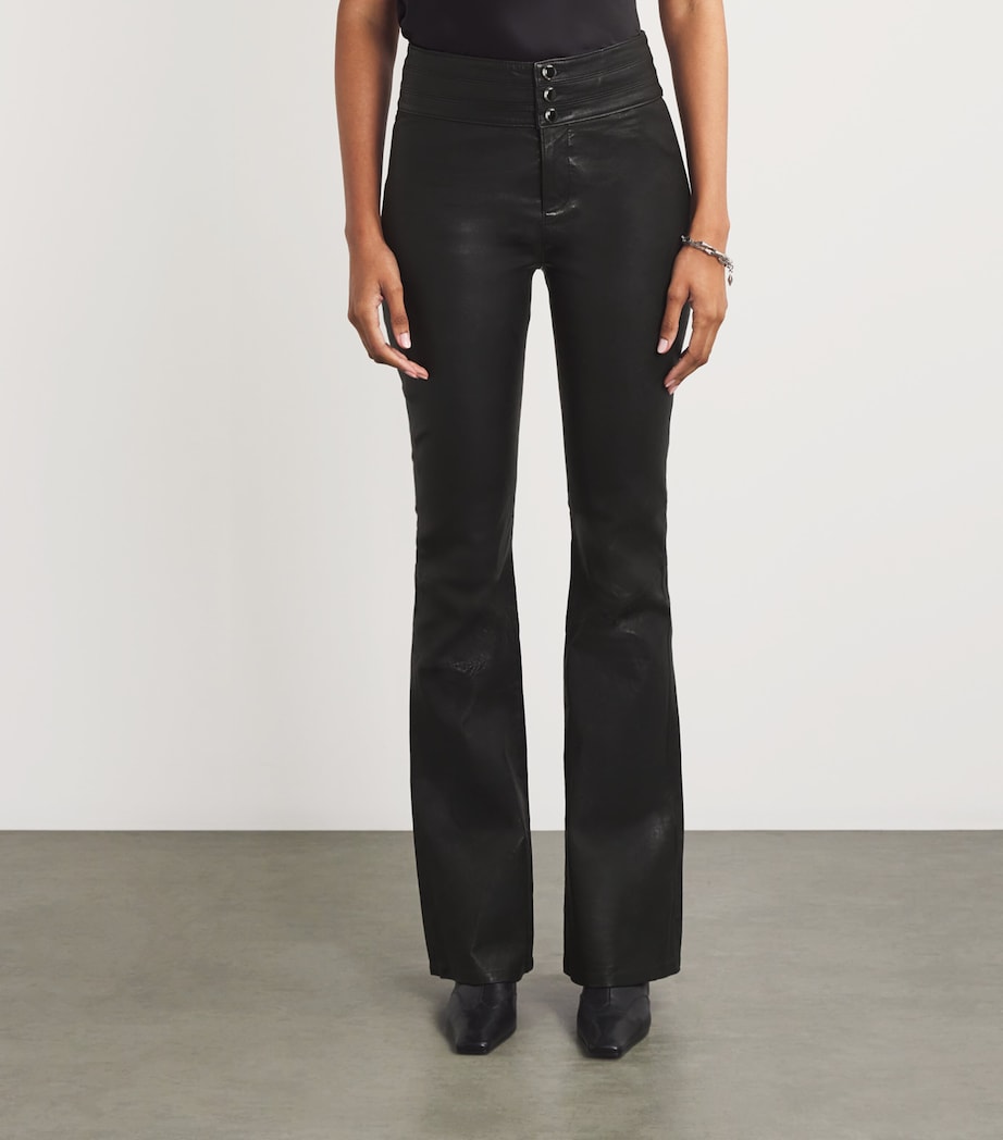Leather Lou Lou Flared Trousers BLACK Image 3
