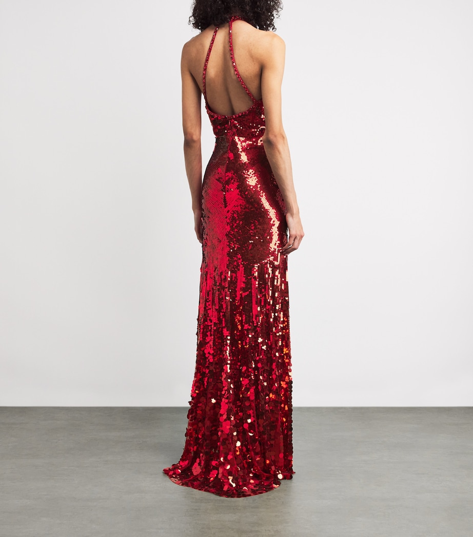Sequin Gathered Mars Gown CHILLY RED Image 3