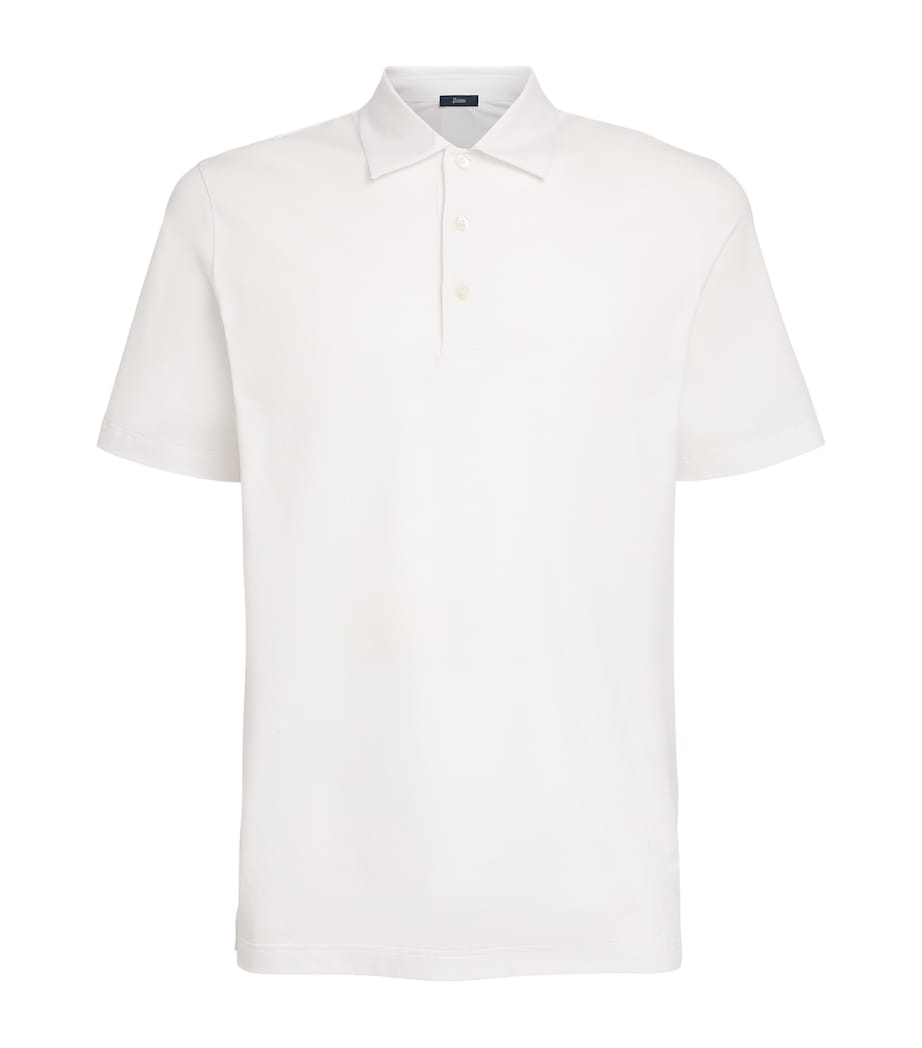 Herno Mens Stretch-Cotton Polo Shirt White Image 1