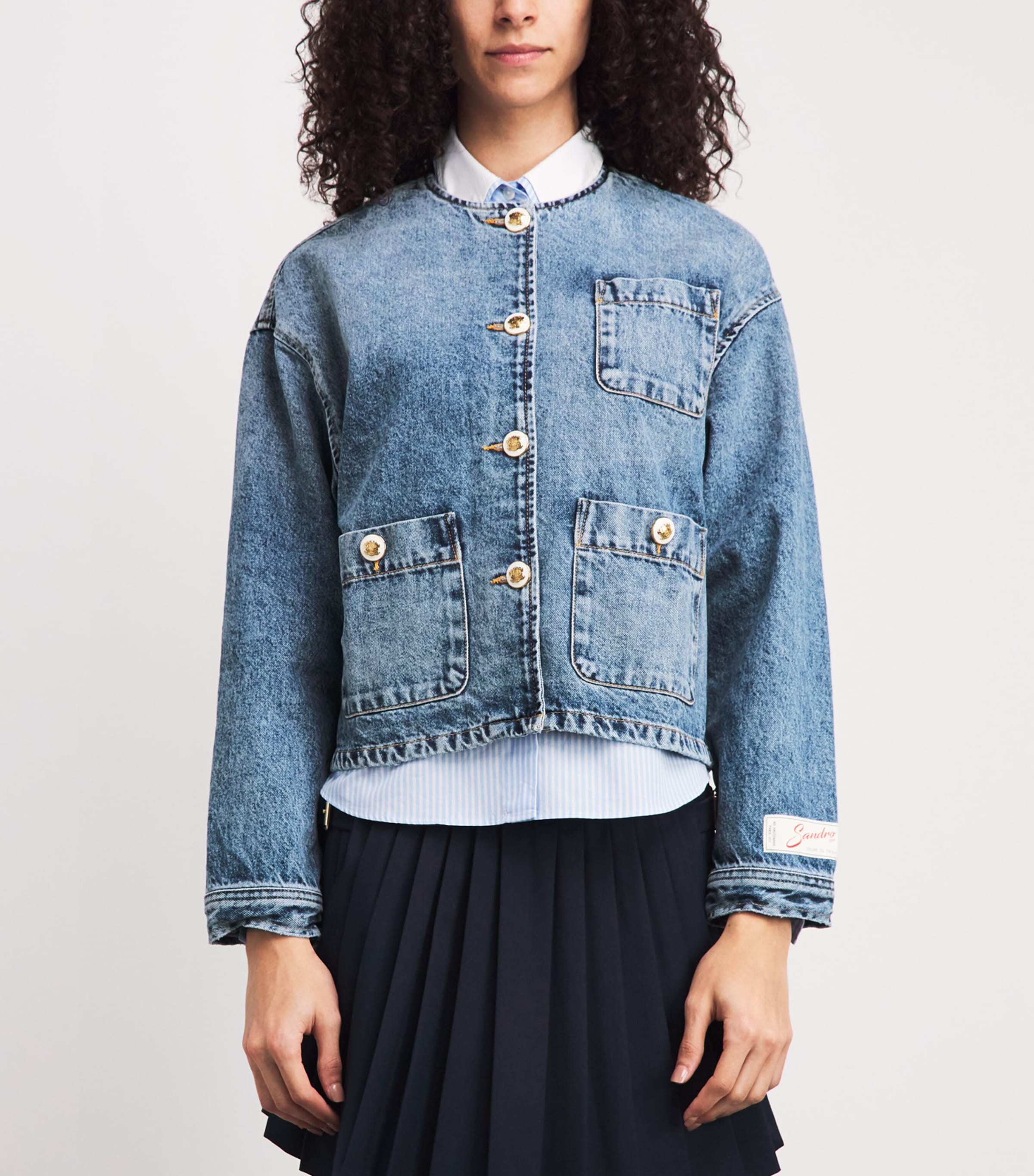 Round-Neck Denim Jacket BLUE JEAN Image 4