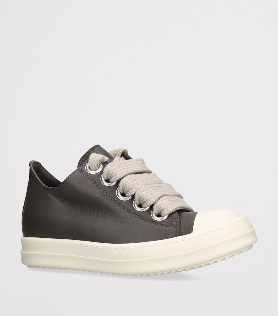Rick Owens Leather Jumbo-Lace Sneakers Grey/d.cmb Image 3
