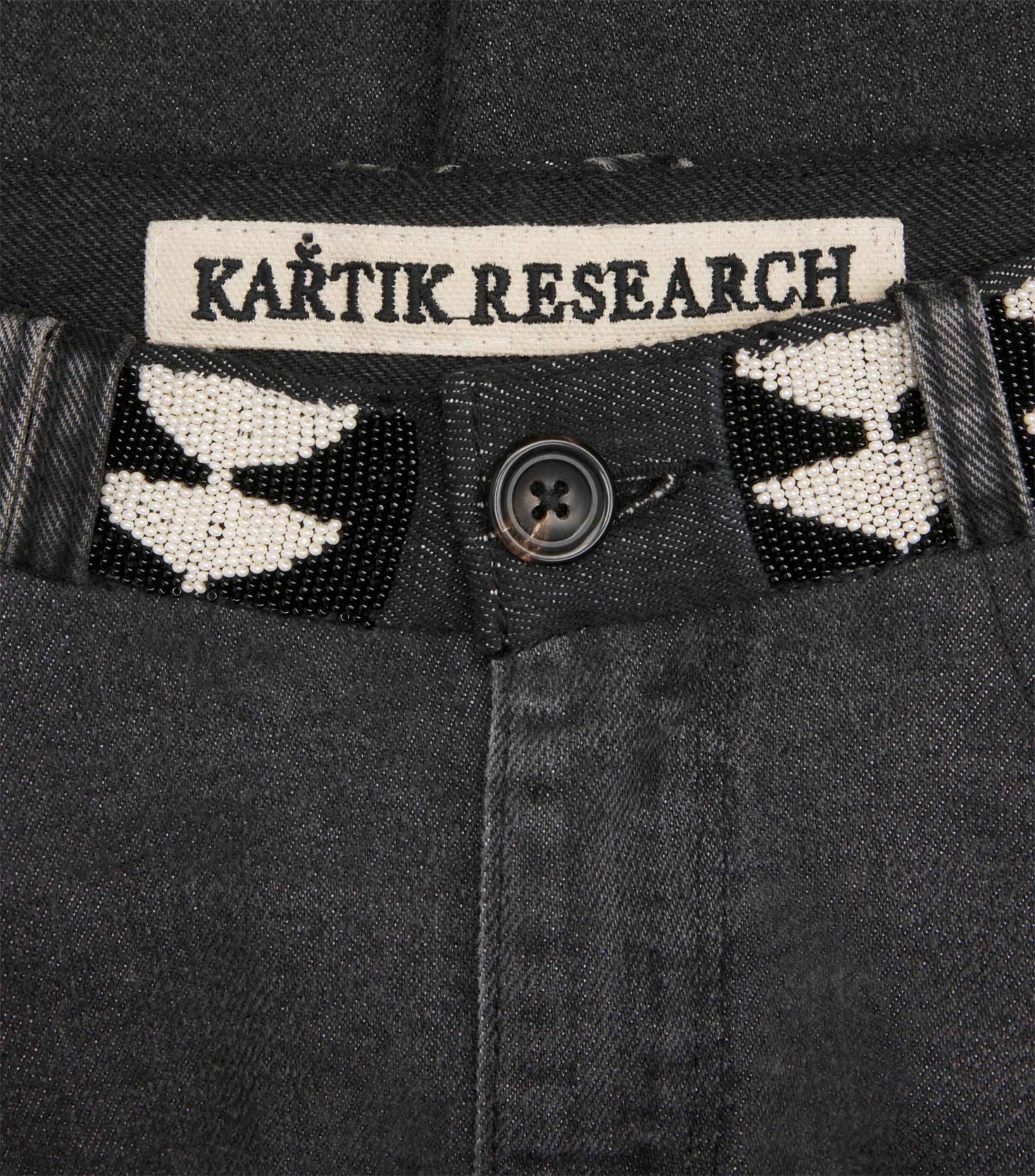 Kartik Research Mens Manali Patchwork Wide-Leg Jeans Black/orange/nvy/red Image 6