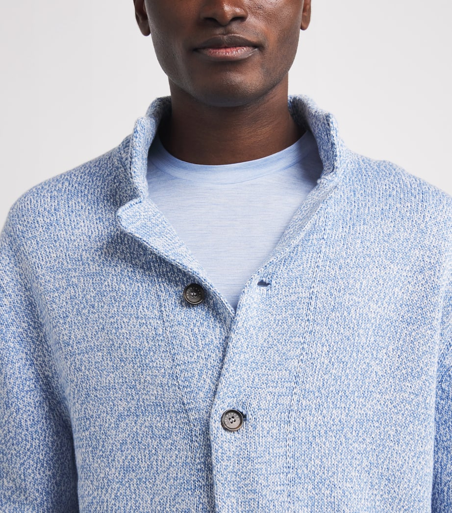 Cotton Marled Cardigan 104 BIANCO AZZURRO Image 6